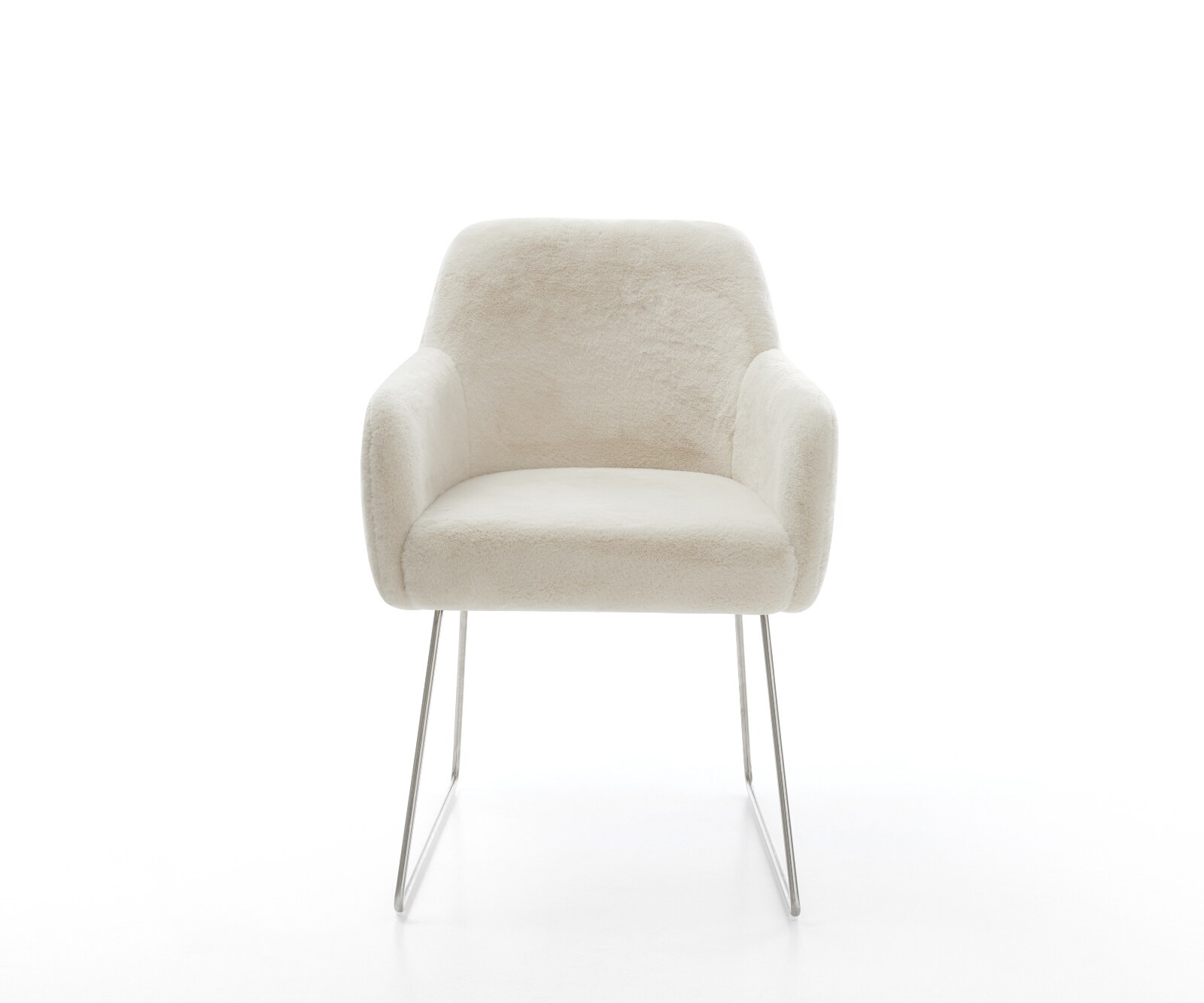 Eetkamerstoel Greg-Flex pluchen crème-wit slipframe roestvrij staal pocketveer kern 2