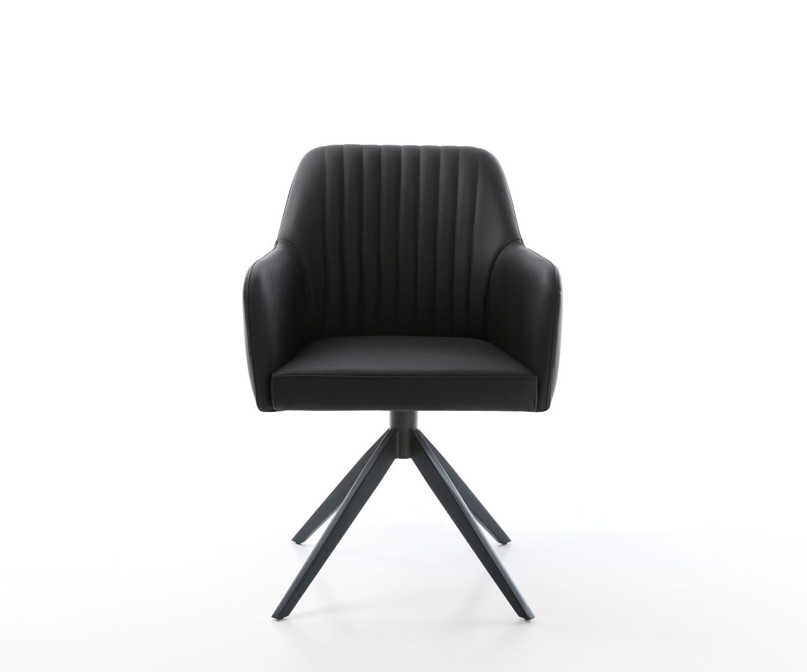 Draaistoel Greg-Flex echt leer zwart kruisframe breed zwart 360° draaibaar rocker-functie pocketveer kern 1