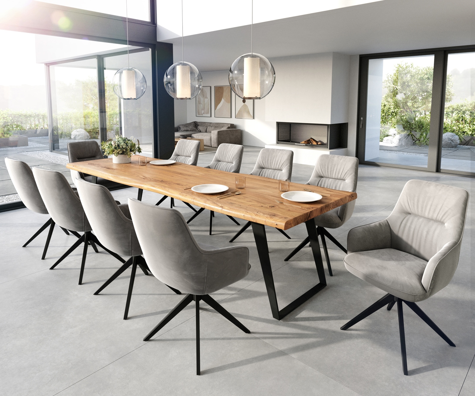 Eetkamerstoel Zelia-Flex met armleuning fluweel grijs kruisframe breed zwart pocketveer kern 3 Eetkamerstoel Zelia-Flex met armleuning fluweel grijs kruisframe breed zwart pocketveer kern 3