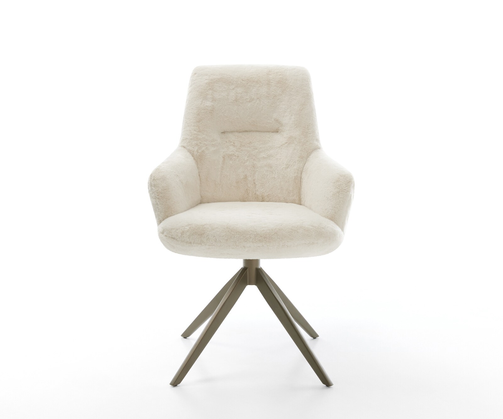 Draaistoel Zelia-Flex met armleuning pluchen crème-wit kruisframe breed afwerking met titanium 360° draaibaar rocker-functie pocketveer kern 1