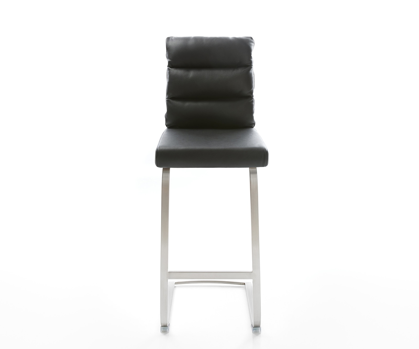 Barstoel Pela-Flex echt leer zwart sledestoel vlak roestvrij staal 1 Barstoel Pela-Flex echt leer zwart sledestoel vlak roestvrij staal 1