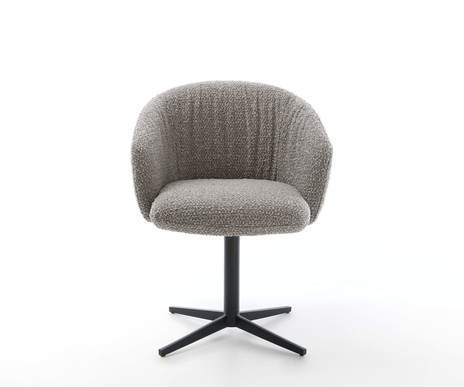 Draaistoel Caja-Flex met armleuning bouclé zilver grijs kruispoot zwart 360° draaibaar pocketveer kern 2