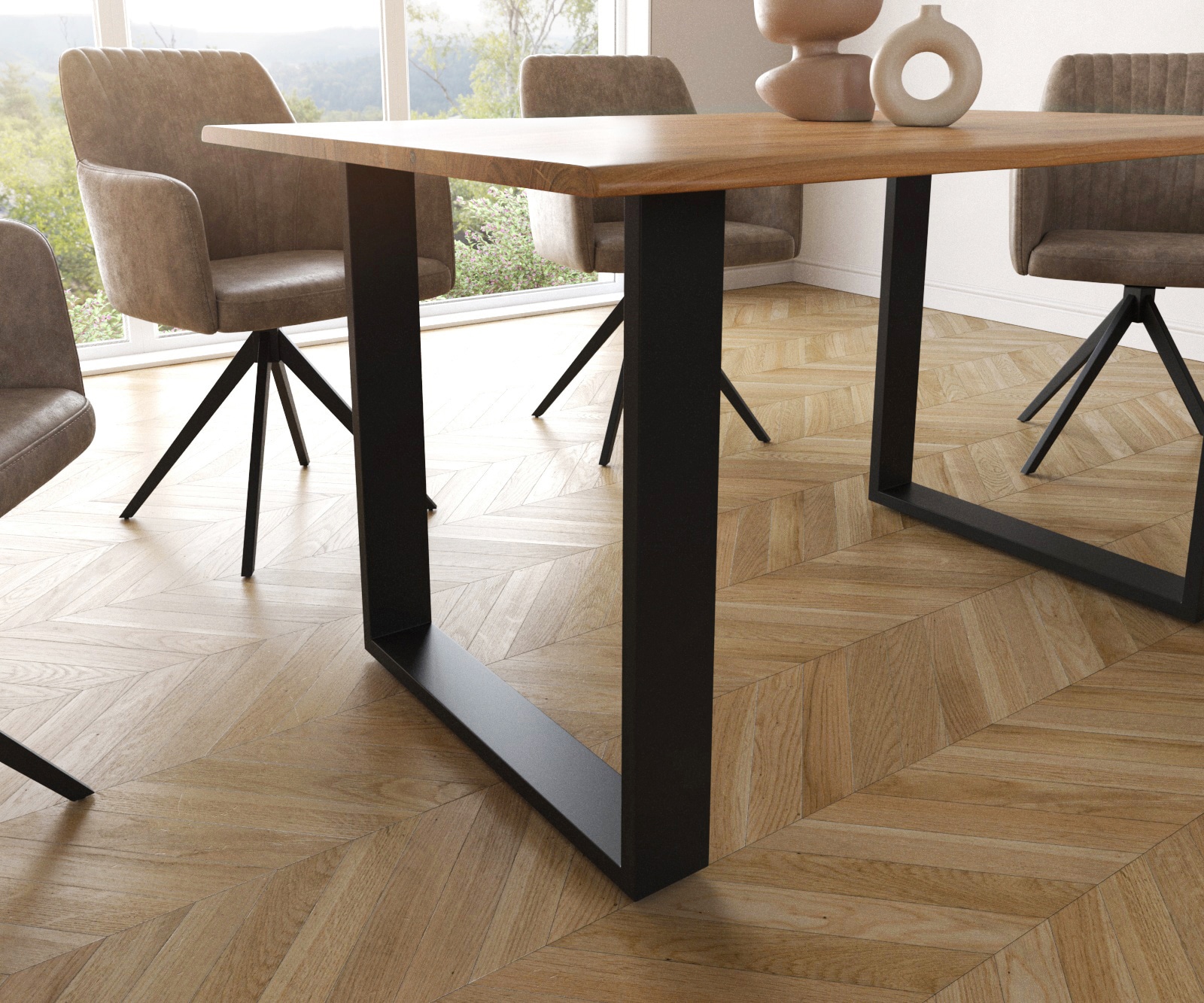 Eettafel Edge 140x90 S naturel acacia loper zwart Live-Edge 4 Eettafel Edge 140x90 S naturel acacia loper zwart Live-Edge 4