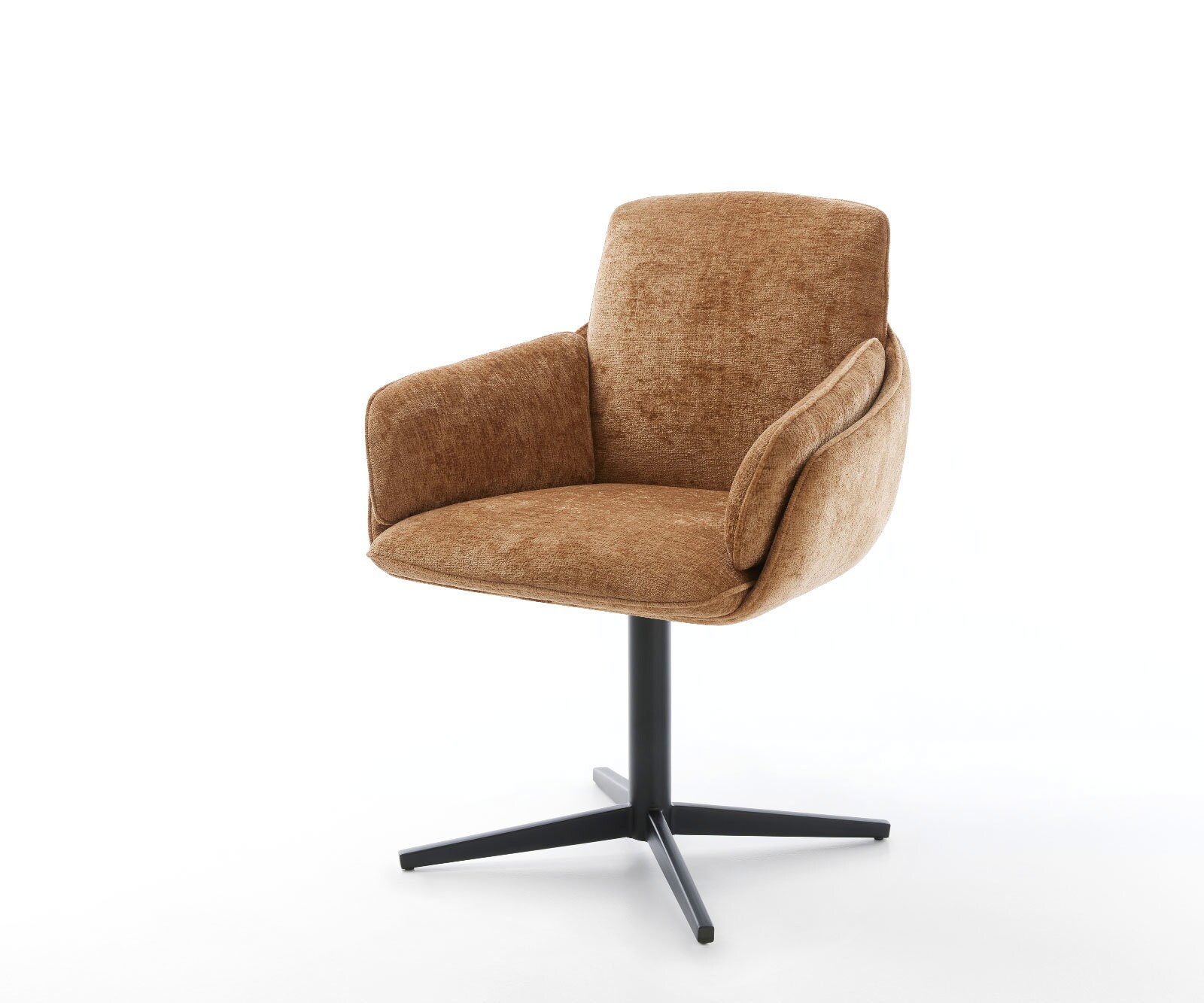 Draaistoel Luan-Flex met armleuning chenille Roest kruispoot zwart 360° draaibaar