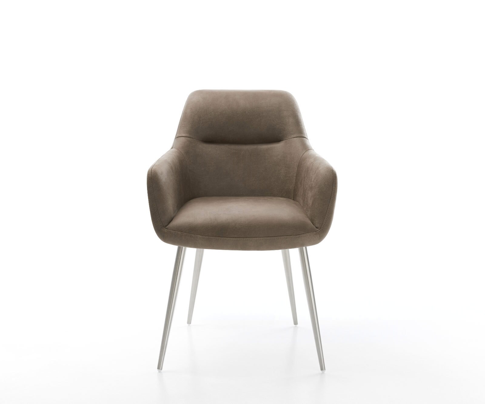 Eetkamerstoel Pejo-Flex microvelours taupe vintage 4-poot conisch roestvrij staal pocketveer kern 2