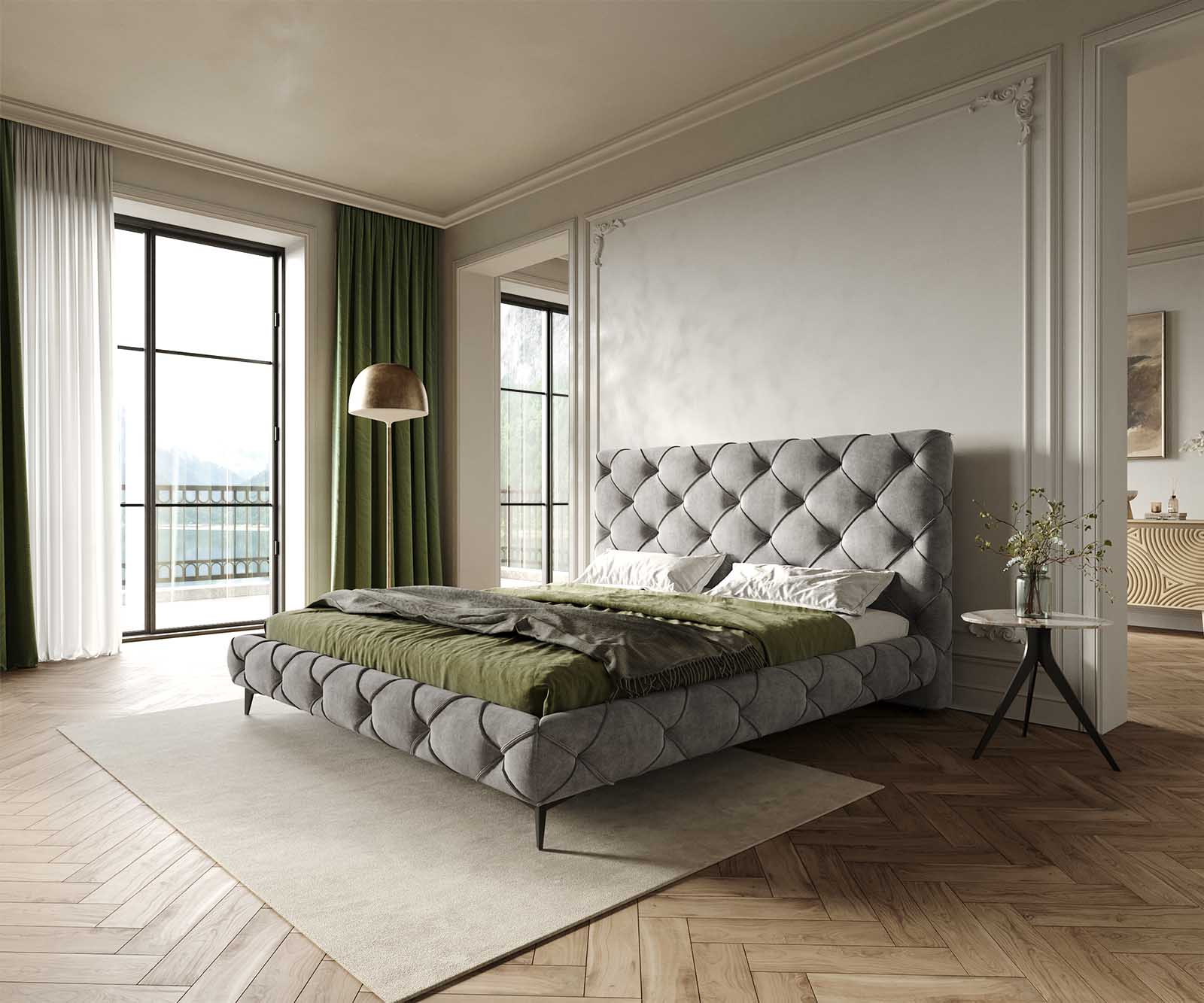 Bedombouw Nayara 180x200 cm microvezel grijs Bedombouw Nayara 180x200 cm microvezel grijs