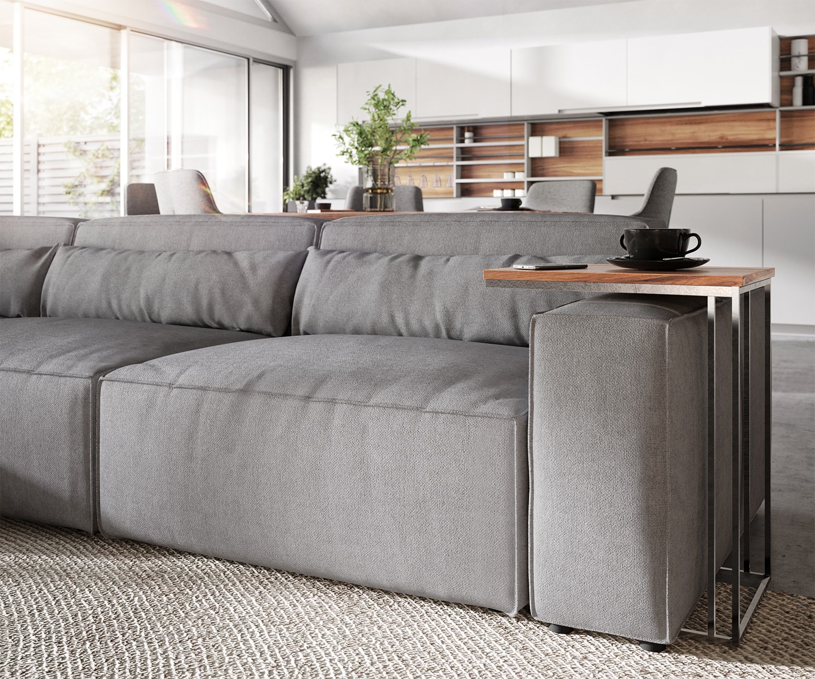 Hoekbank Sirpio XL 370x170 cm microvezel grijs 4 Hoekbank Sirpio XL 370x170 cm microvezel grijs 4