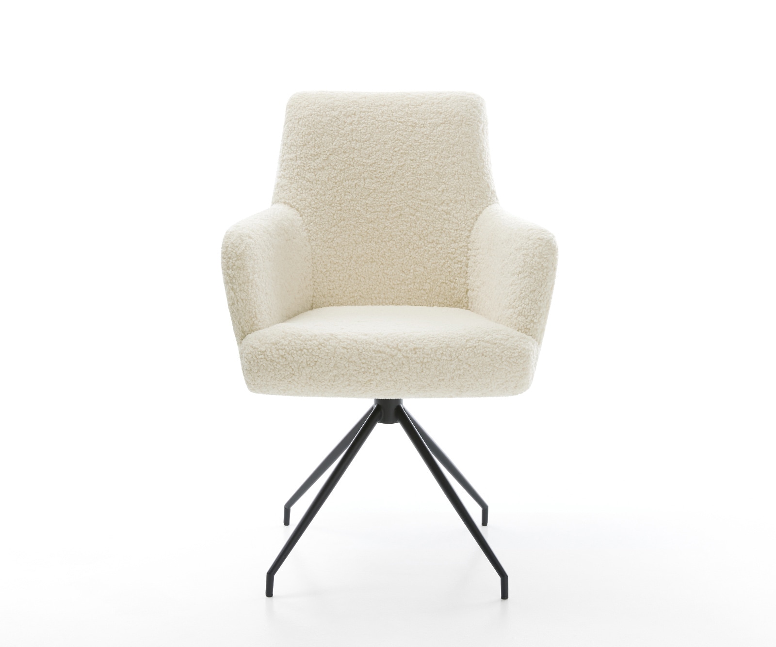 Eetkamerstoel Heira-Flex met armleuning teddy beige kruisframe conisch zwart pocketveer kern 2