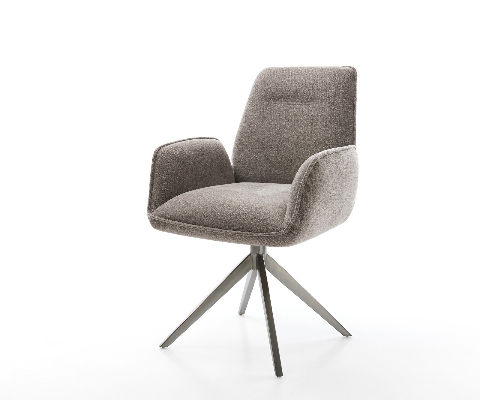Draaistoel Zoa-Flex zachte stof met structuur taupe kruisframe breed grafiet 360° draaibaar rocker-functie pocketveer kern