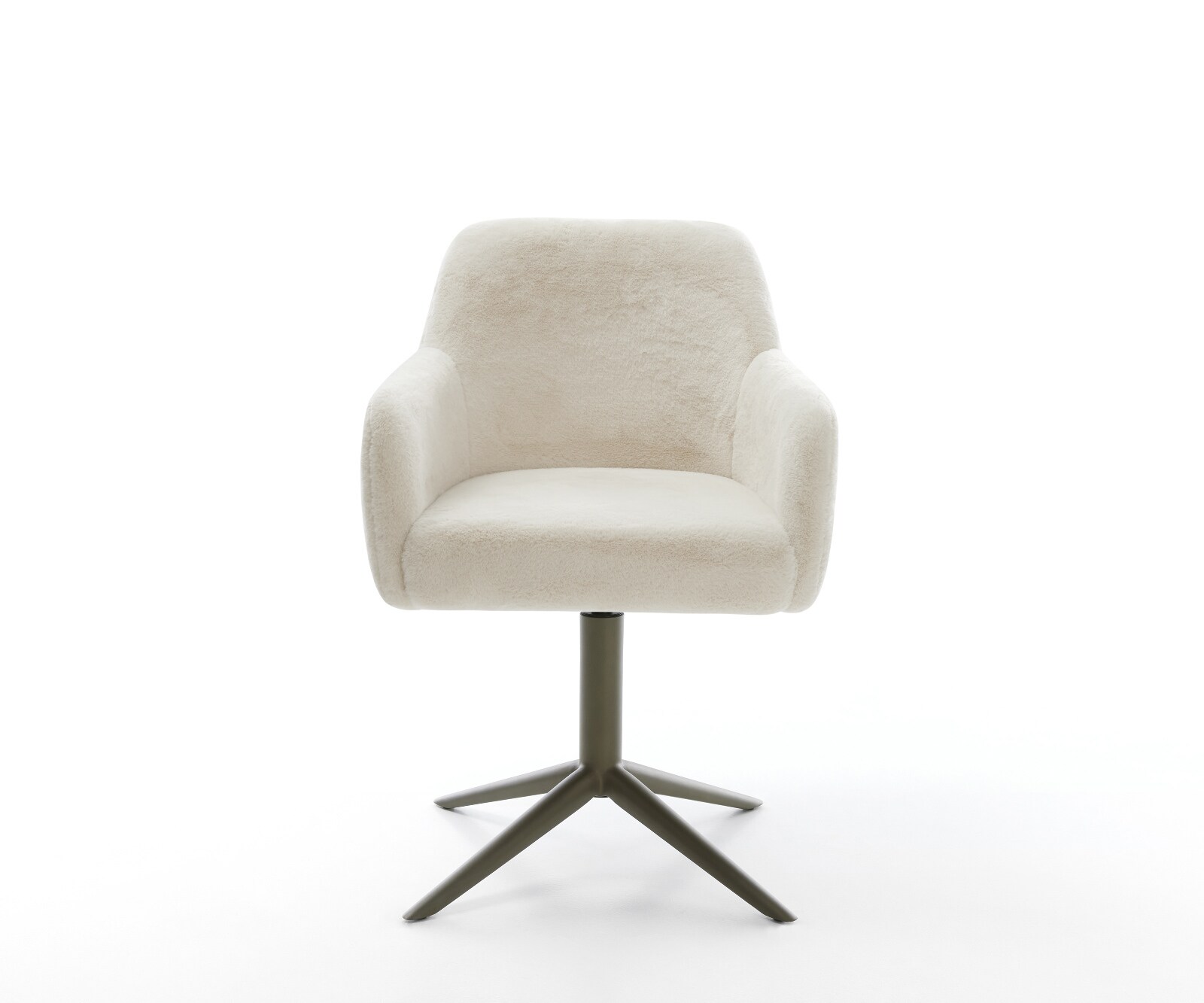 Draaistoel Greg-Flex pluchen crème-wit kruispoot afwerking met titanium 360° draaibaar rocker-functie pocketveer kern 2