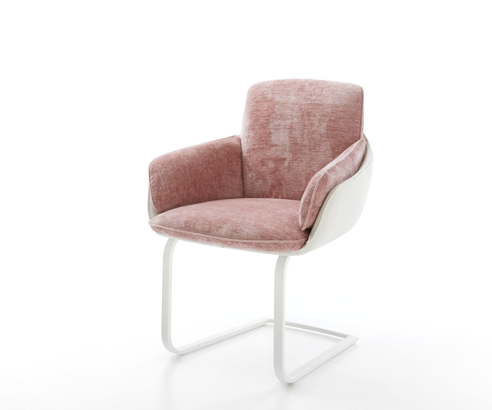 Sledemodel Luan-Flex met armleuning materiaalmix echt leer wit-rosé sledemodel vlak wit