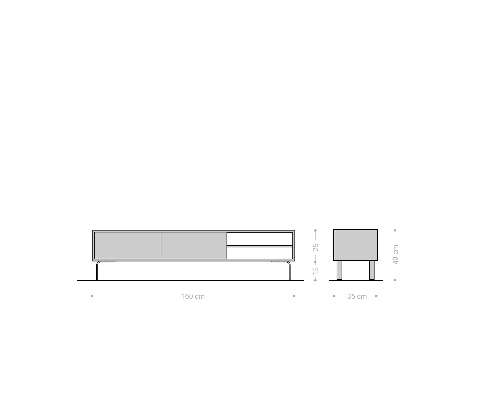 Tv-meubel Fevo 160 cm acacia bruin 2 deuren L-poot 5