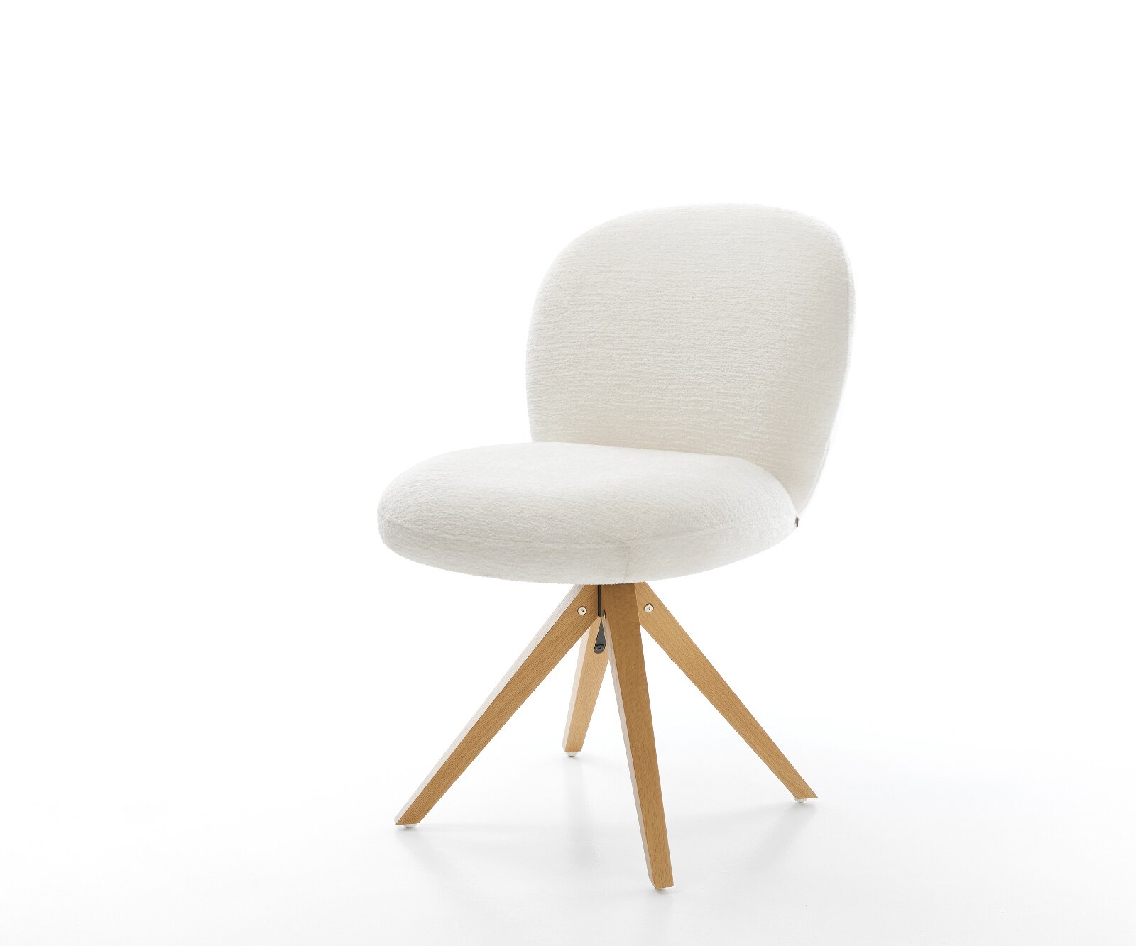 Draaistoel Nube-Flex bouclé zacht beige houten frame hoekig natuur 180° draaibaar pocketveer kern 1