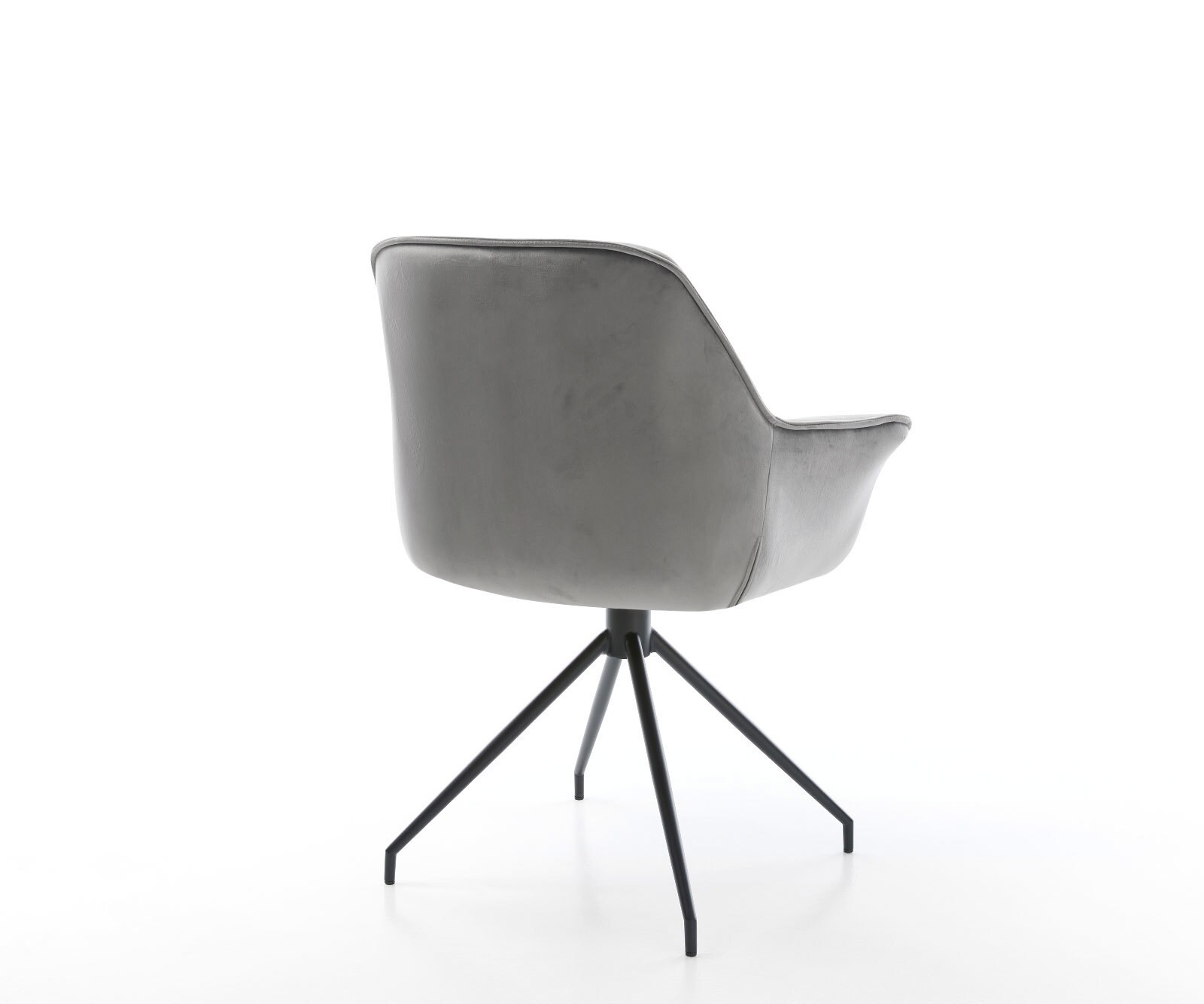 Eetkamerstoel Keila-Flex met armleuning fluweel grijs kruisframe conisch zwart 5