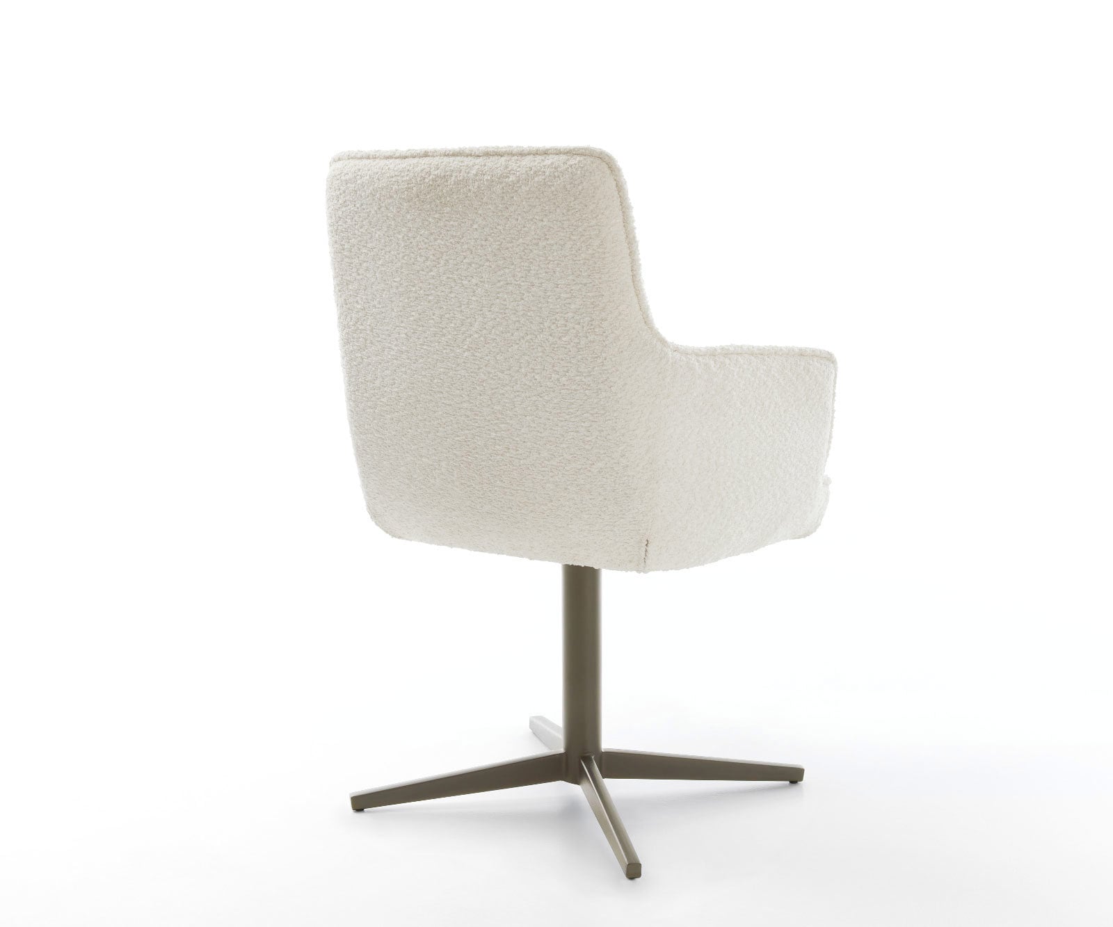 Draaistoel Heira-Flex met armleuning bouclé wit kruispoot afwerking met titanium 360° draaibaar pocketveer kern 4 Draaistoel Heira-Flex met armleuning bouclé wit kruispoot afwerking met titanium 360° draaibaar pocketveer kern 4