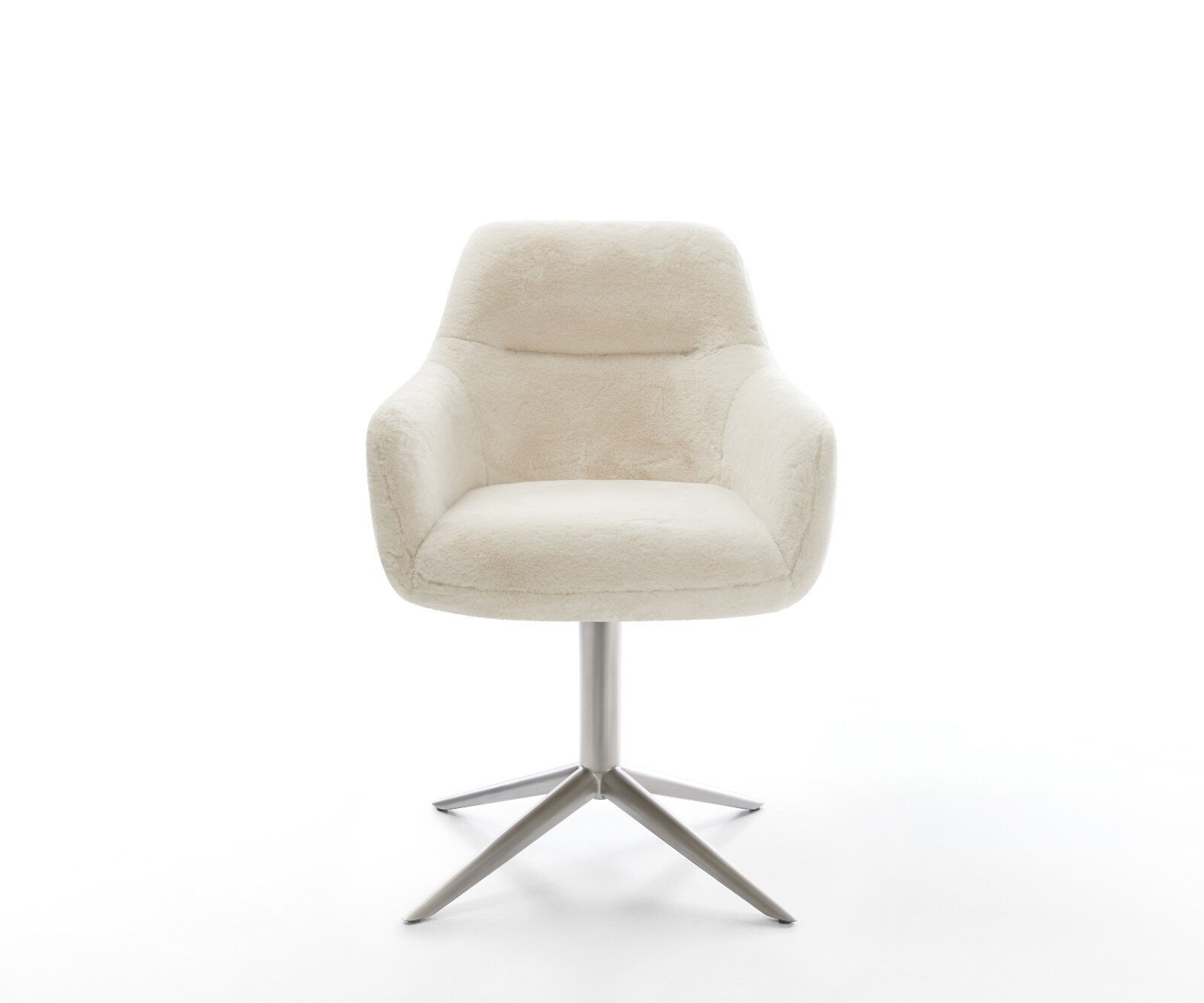 Draaistoel Pejo-Flex pluchen crème-wit kruispoot roestvrij staal 360° draaibaar rocker-functie pocketveer kern 1