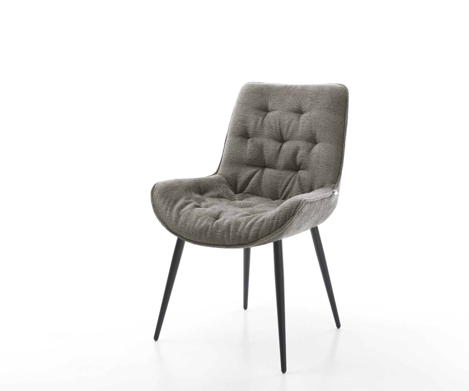 Eetkamerstoel Taimi-Flex bouclé zacht mud 4-poot conisch zwart 1