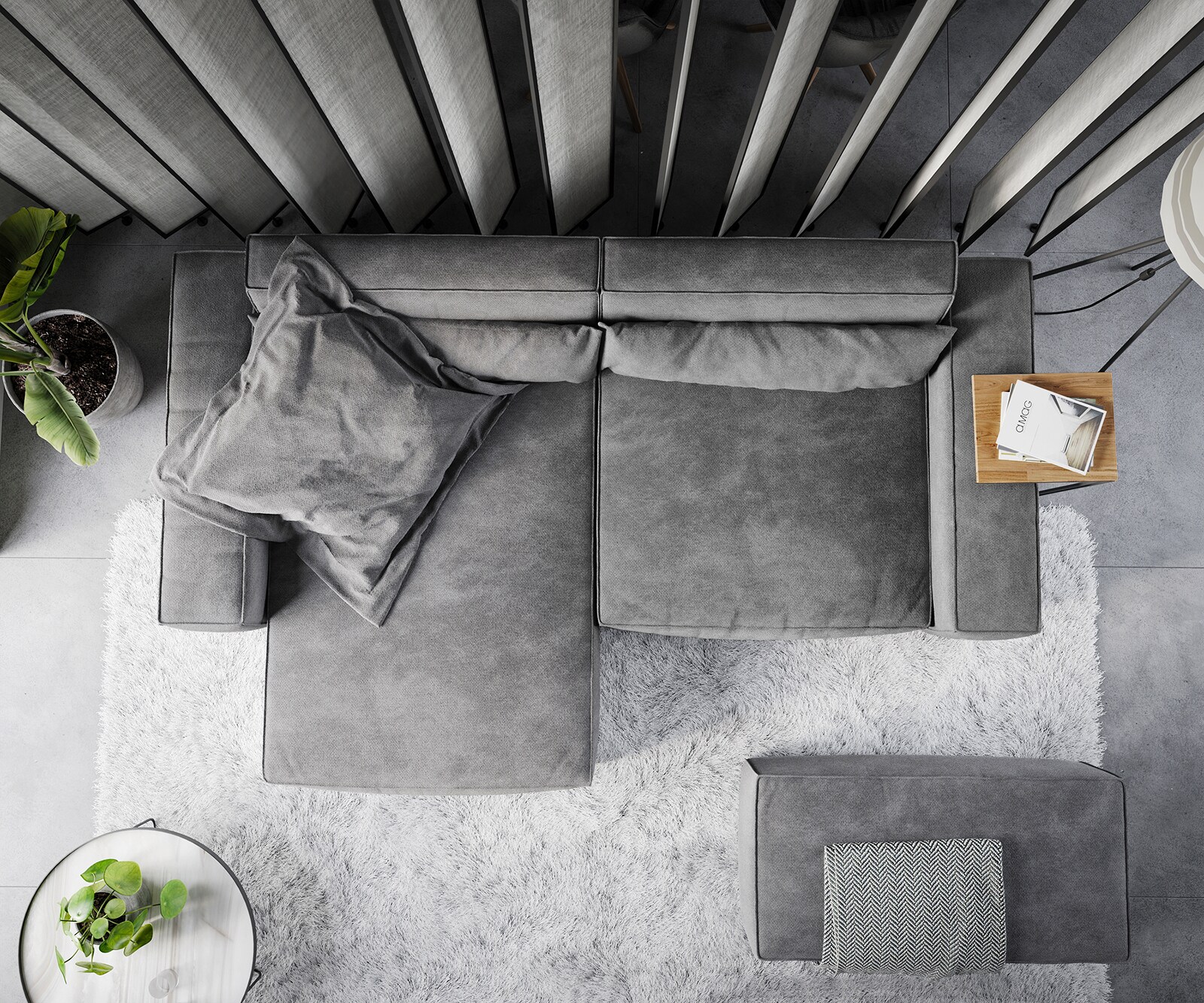 Hoekbank Sirpio XL 270x170 cm microvezel taupe recamiere variabele met kruk 5