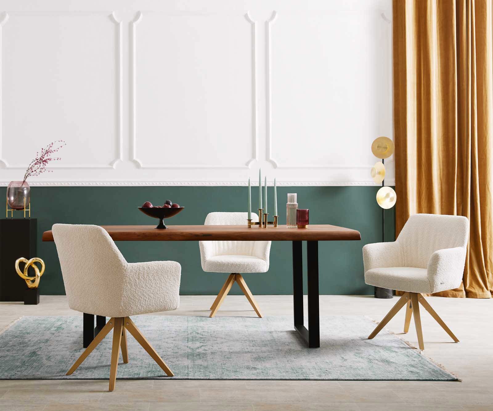 Draaistoel Xana-Flex met armleuning bouclé wit houten frame hoekig natuur 180° draaibaar pocketveer kern 5 Draaistoel Xana-Flex met armleuning bouclé wit houten frame hoekig natuur 180° draaibaar pocketveer kern 5