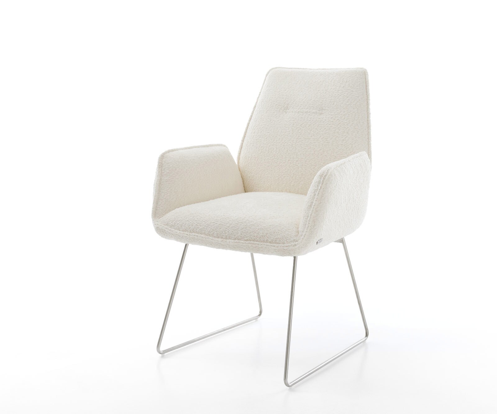 Eetkamerstoel Zoa-Flex bouclé wit slipframe roestvrij staal pocketveer kern