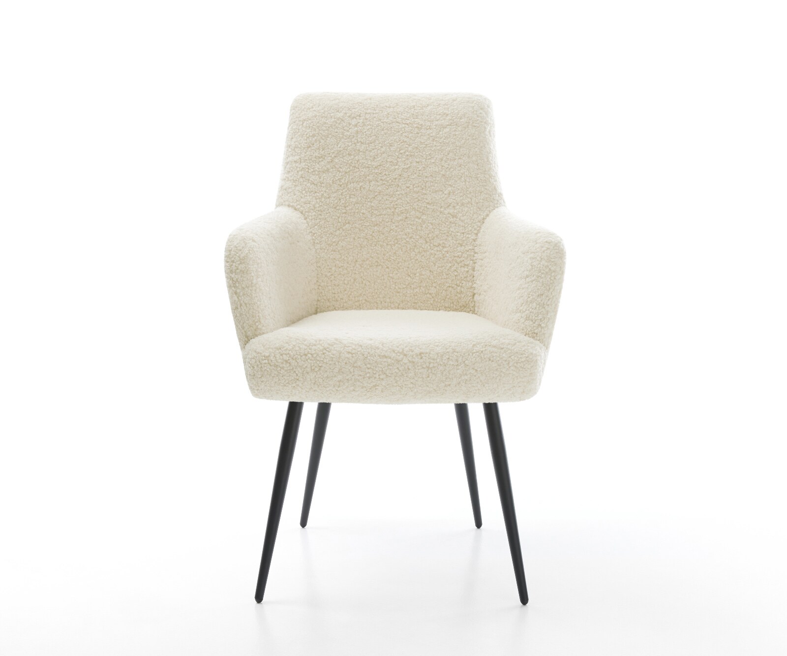 Eetkamerstoel Heira-Flex met armleuning teddy beige 4-poot conisch zwart pocketveer kern 1