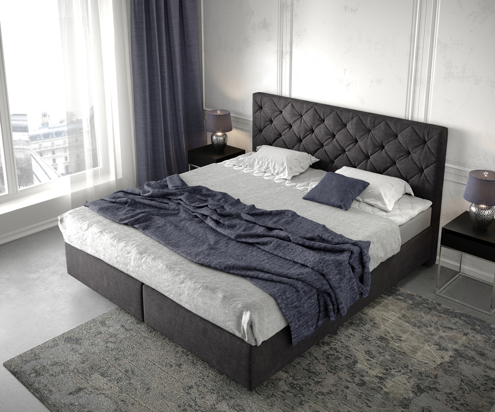 Boxspringbed Dream-Great 180x200 cm zwart met matras en topper 3 Boxspringbed Dream-Great 180x200 cm zwart met matras en topper 3