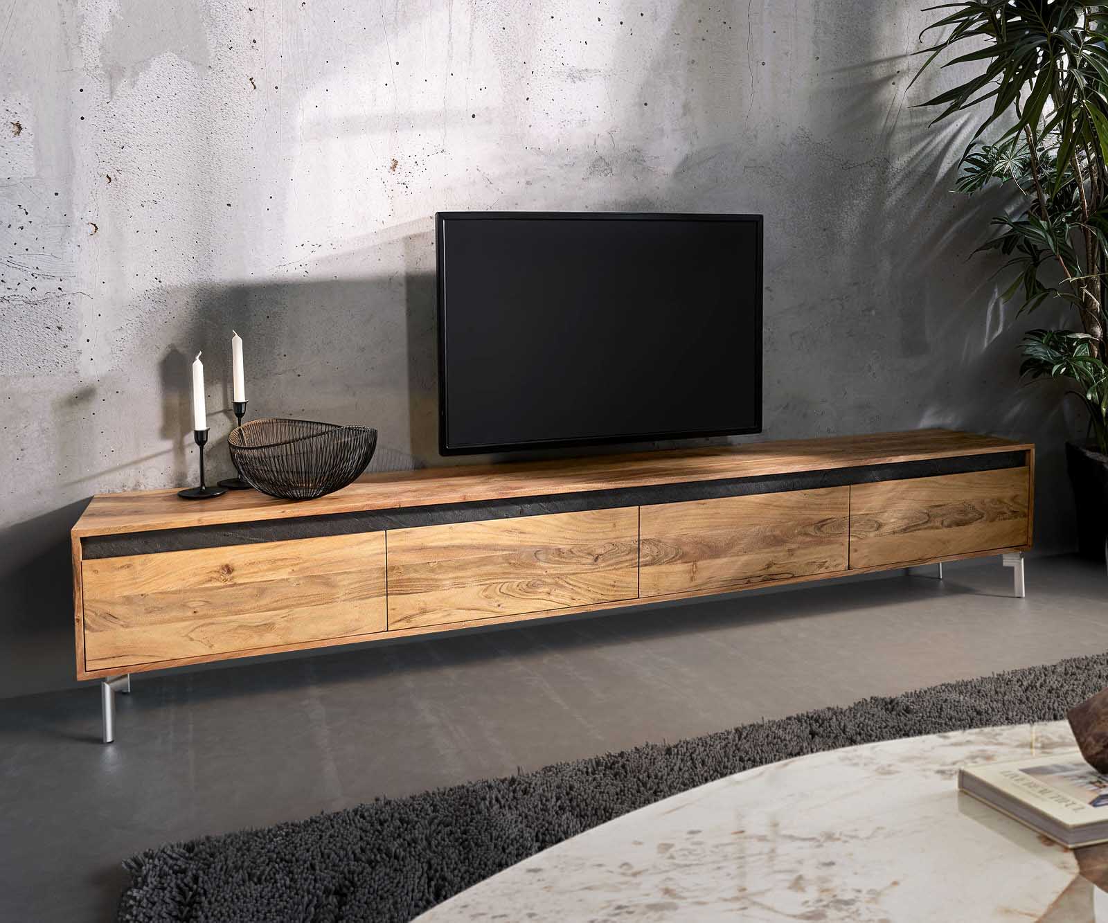 Tv-meubel Stonegrace massief hout leisteen 1