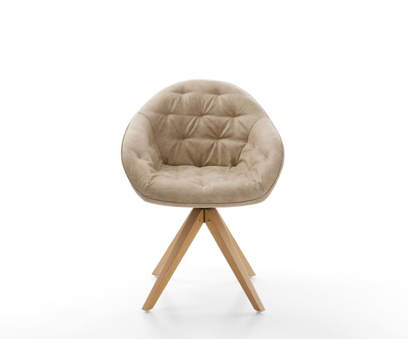Eetkamerstoel Gaio-Flex microvelours beige vintage houten frame hoekig natuur 1