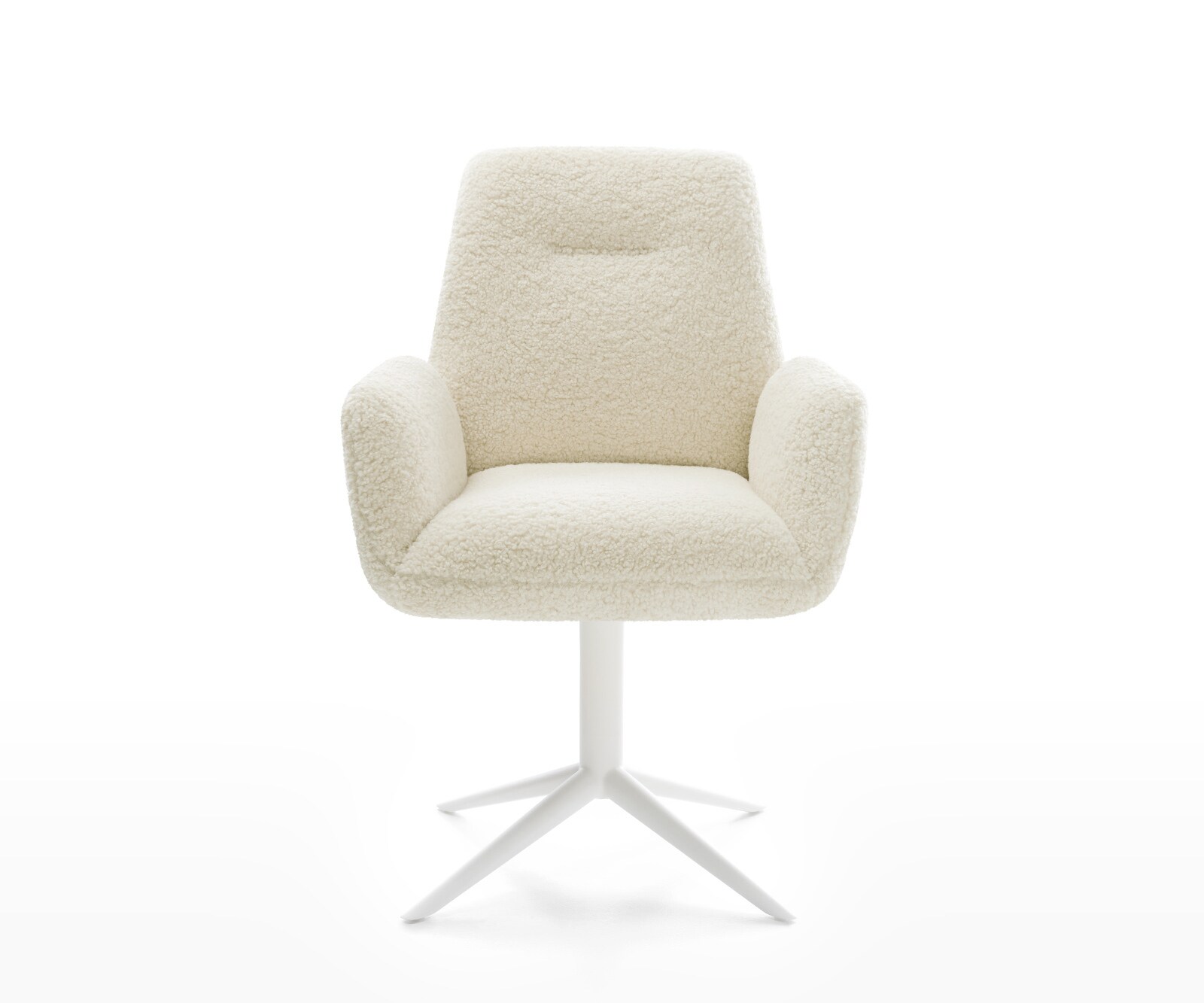 Draaistoel Zoa-Flex teddy beige kruispoot wit 360° draaibaar rocker-functie pocketveer kern 1