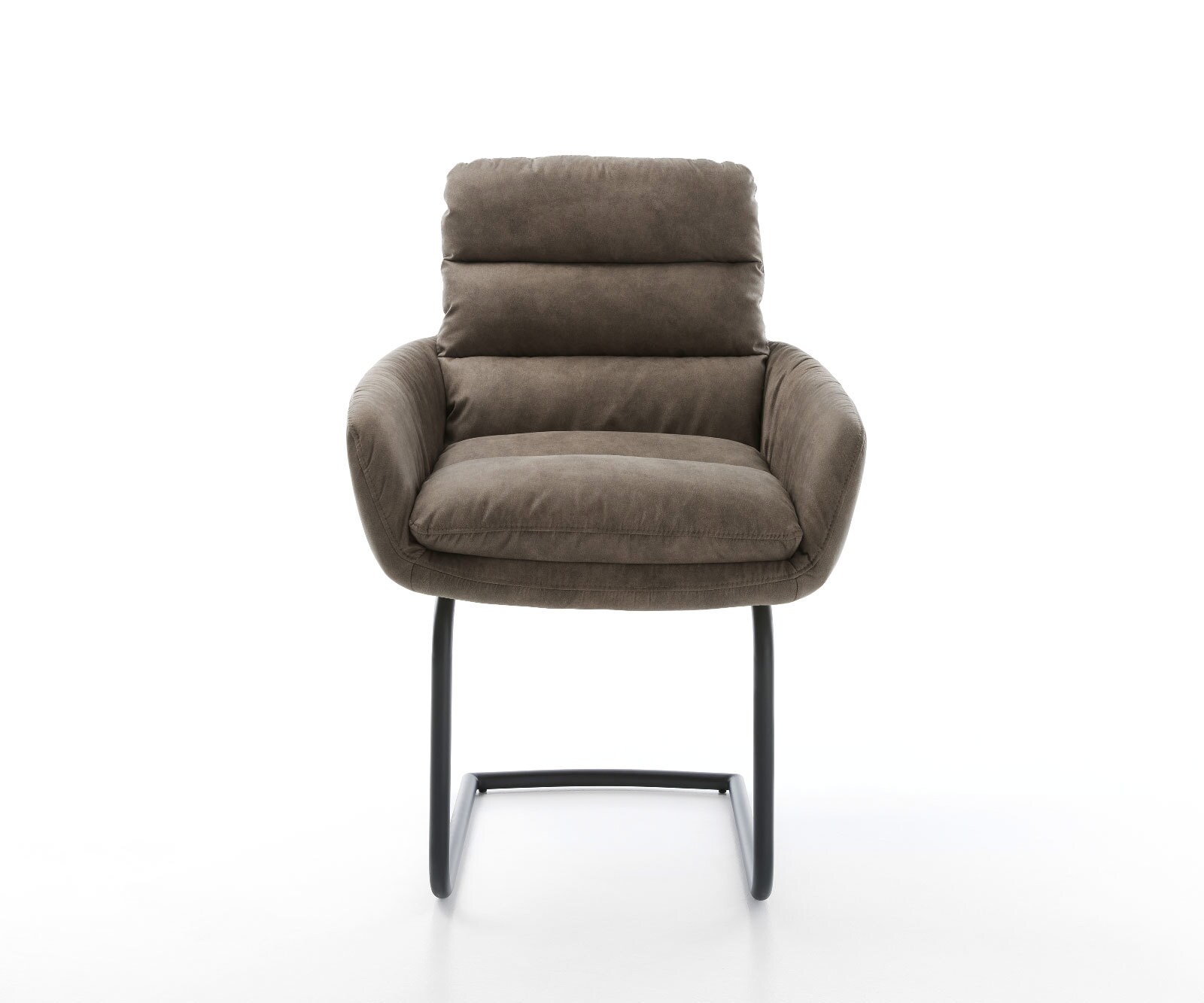 Sledemodel Abelia-Flex met armleuning microvelours taupe vintage sledemodel rond zwart 2