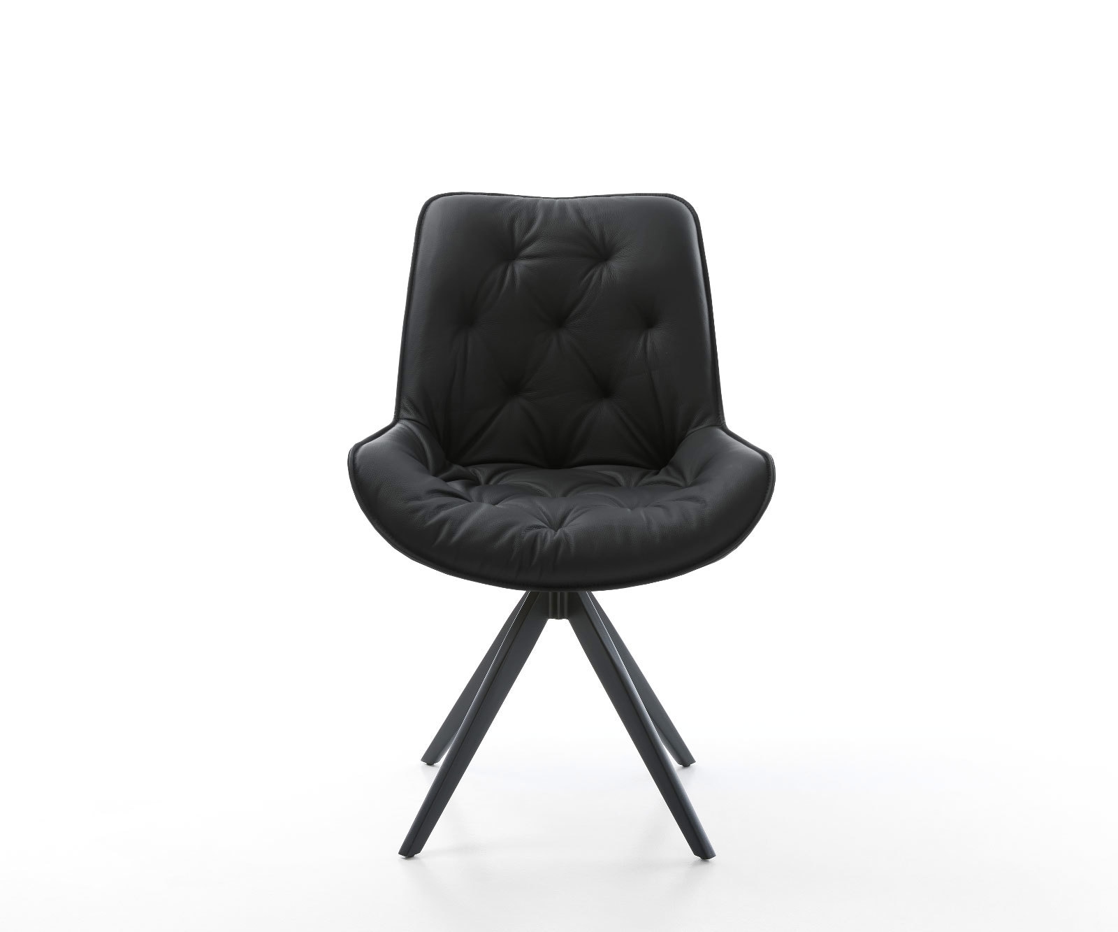 Eetkamerstoel Taimi-Flex echt leer zwart kruisframe hoekig zwart 2 Eetkamerstoel Taimi-Flex echt leer zwart kruisframe hoekig zwart 2