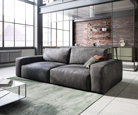 Big-sofa Lanzo 230x95 cm kunstleer vintage antraciet