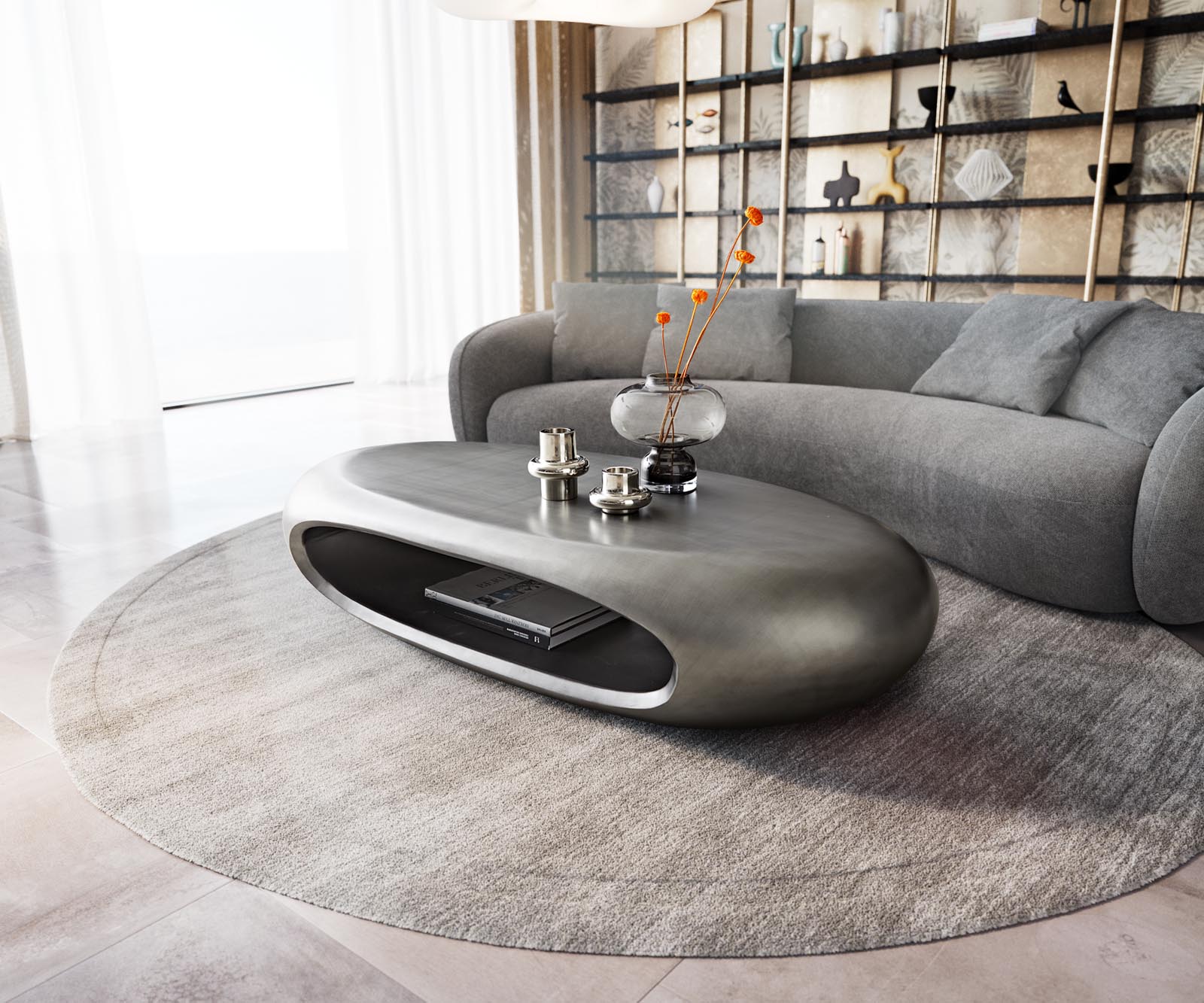 Salontafel Sinor 140x65 cm zilver metallic