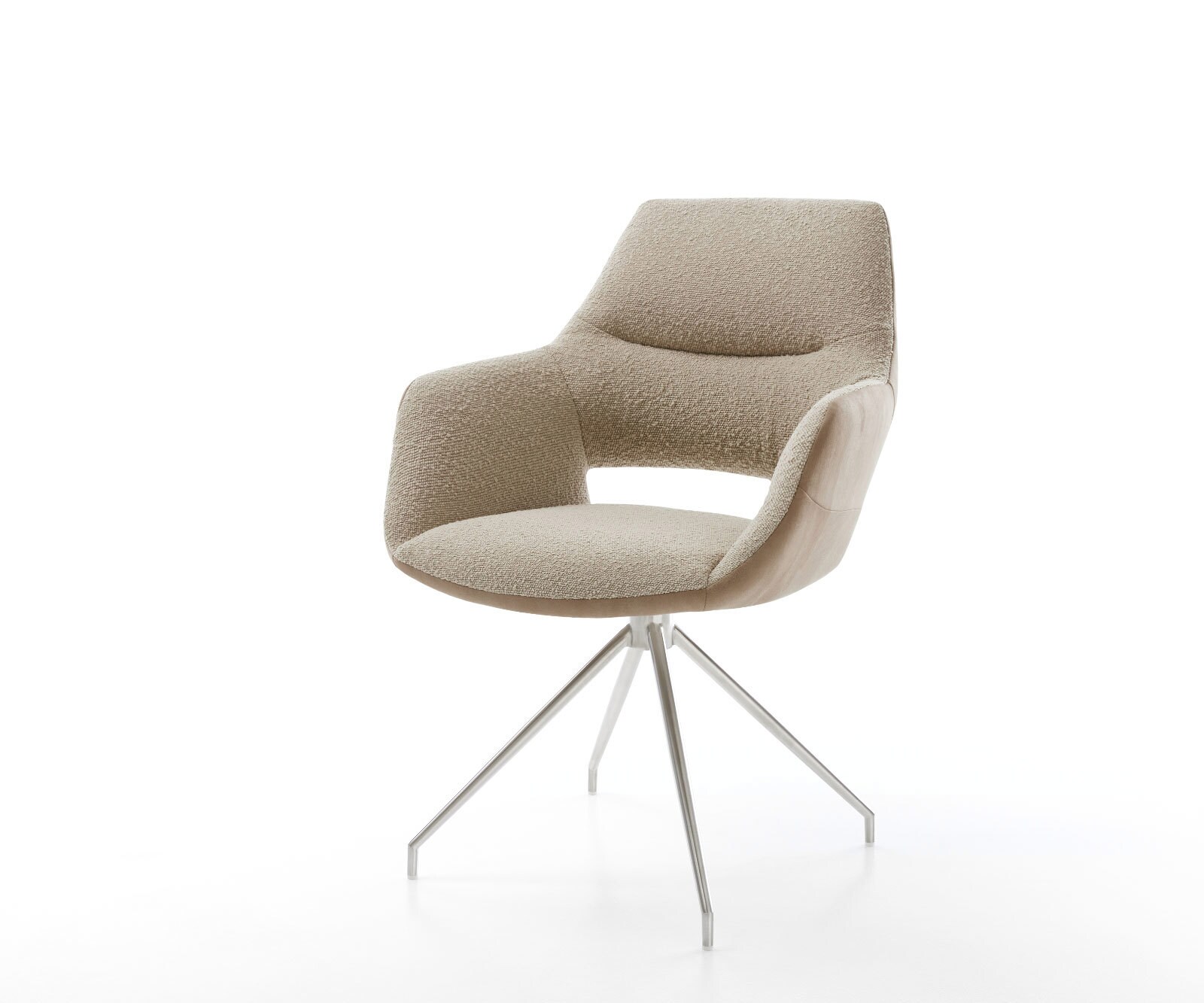 Draaistoel Yago-Flex met armleuning materiaalmix mud kruisframe conisch roestvrij staal 180° draaibaar pocketveer kern