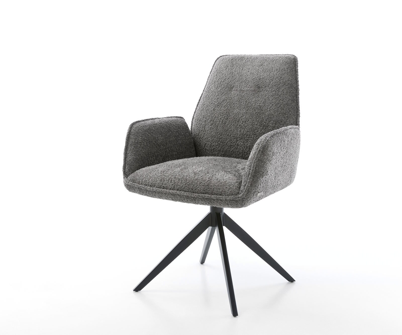 Eetkamerstoel Zoa-Flex bouclé grijs kruisframe breed zwart pocketveer kern