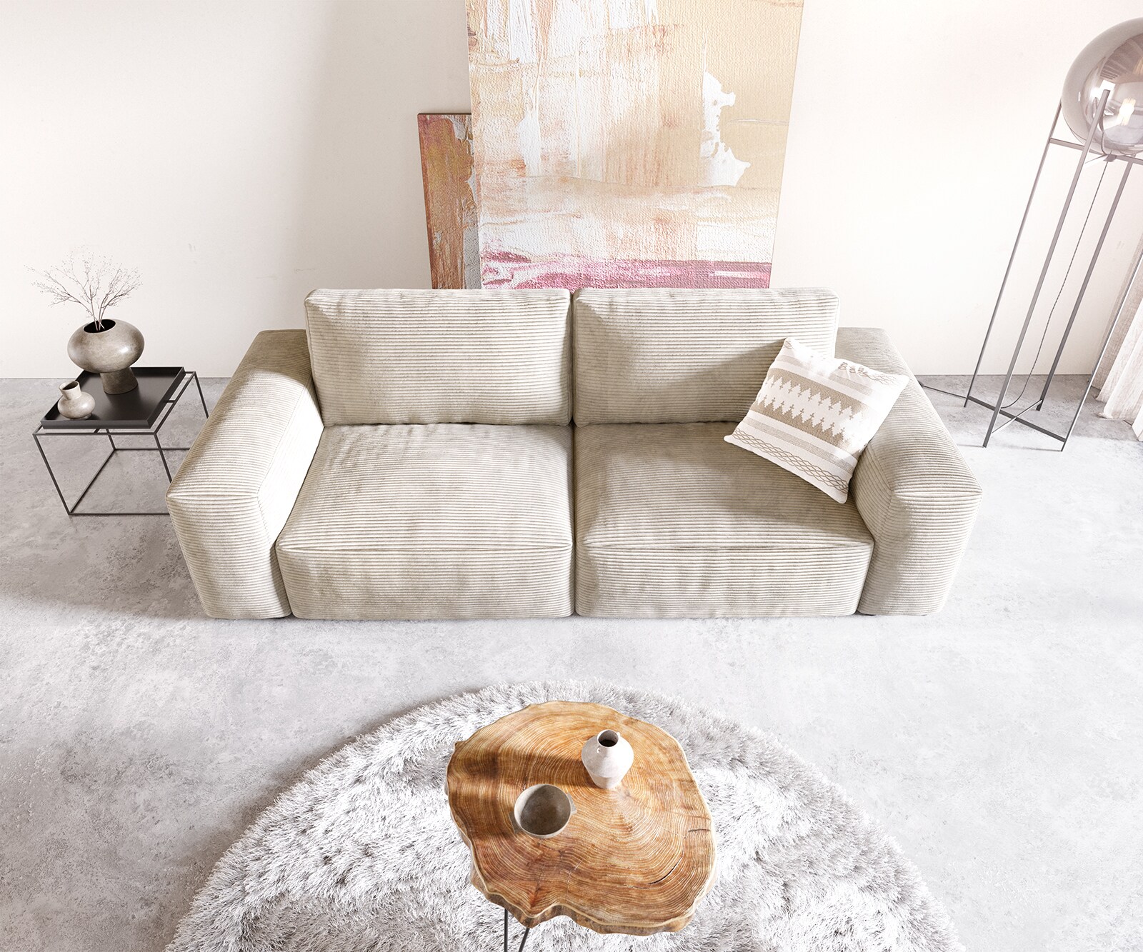 Big-sofa Lanzo 230x95 cm ribcord beige 3