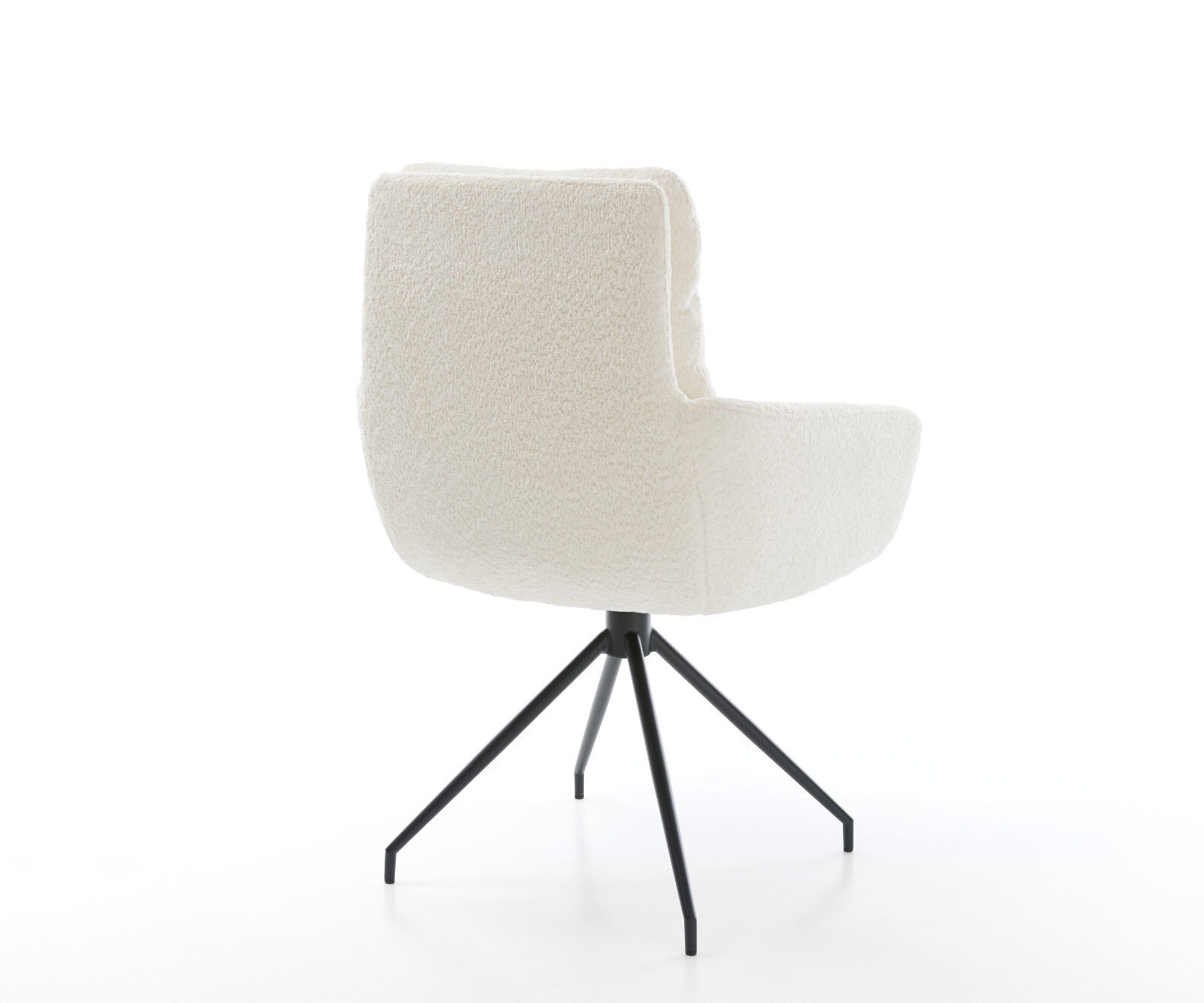 Eetkamerstoel Abelia-Flex met armleuning bouclé wit kruisframe conisch zwart 4 Eetkamerstoel Abelia-Flex met armleuning bouclé wit kruisframe conisch zwart 4