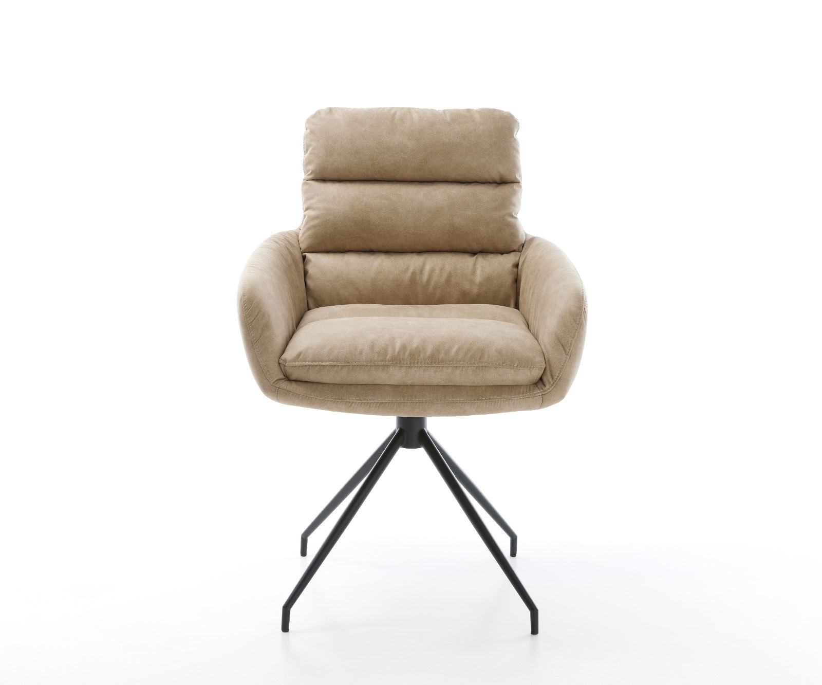 Eetkamerstoel Abelia-Flex met armleuning microvelours beige vintage kruisframe conisch zwart 1 Eetkamerstoel Abelia-Flex met armleuning microvelours beige vintage kruisframe conisch zwart 1