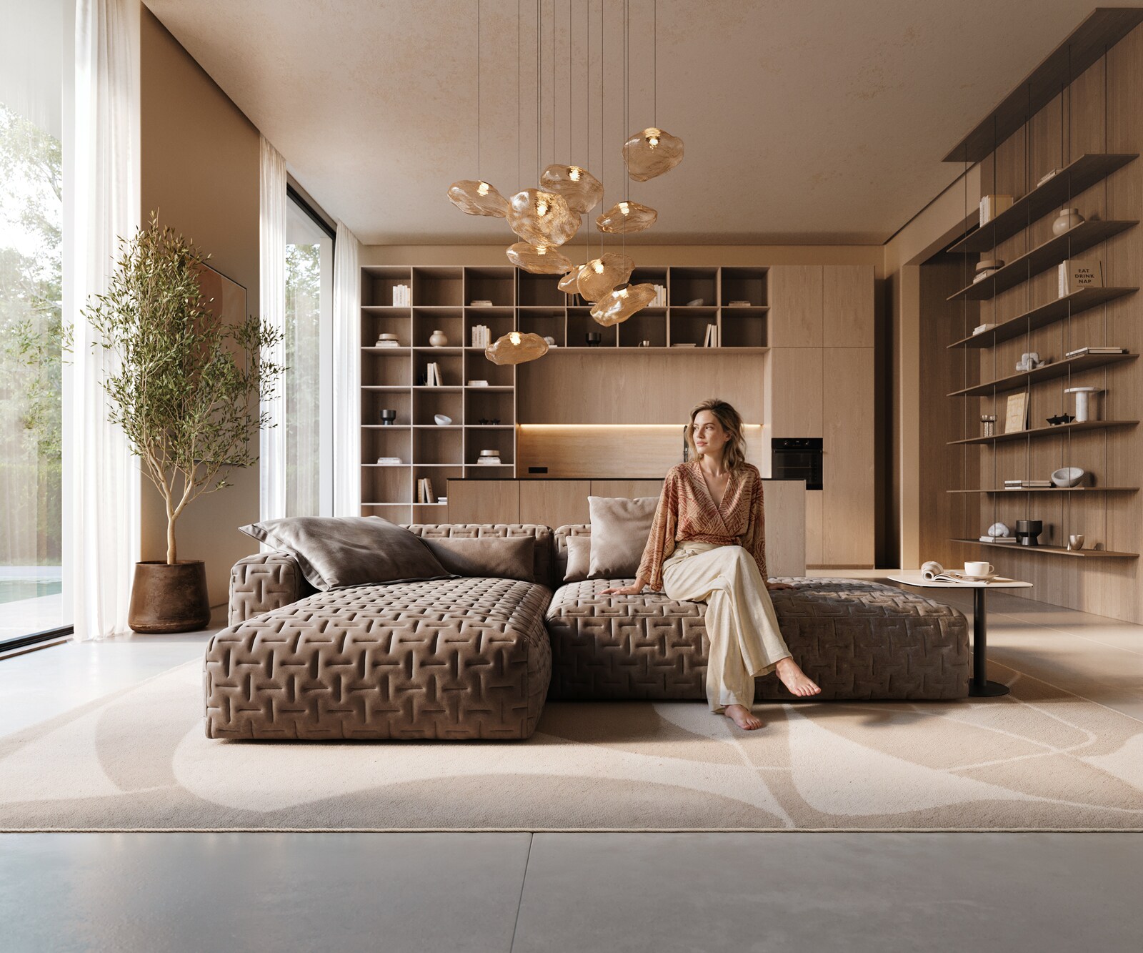 Hoekbank Freestyle Icon 310x200 cm Microvezel taupe vintage 1