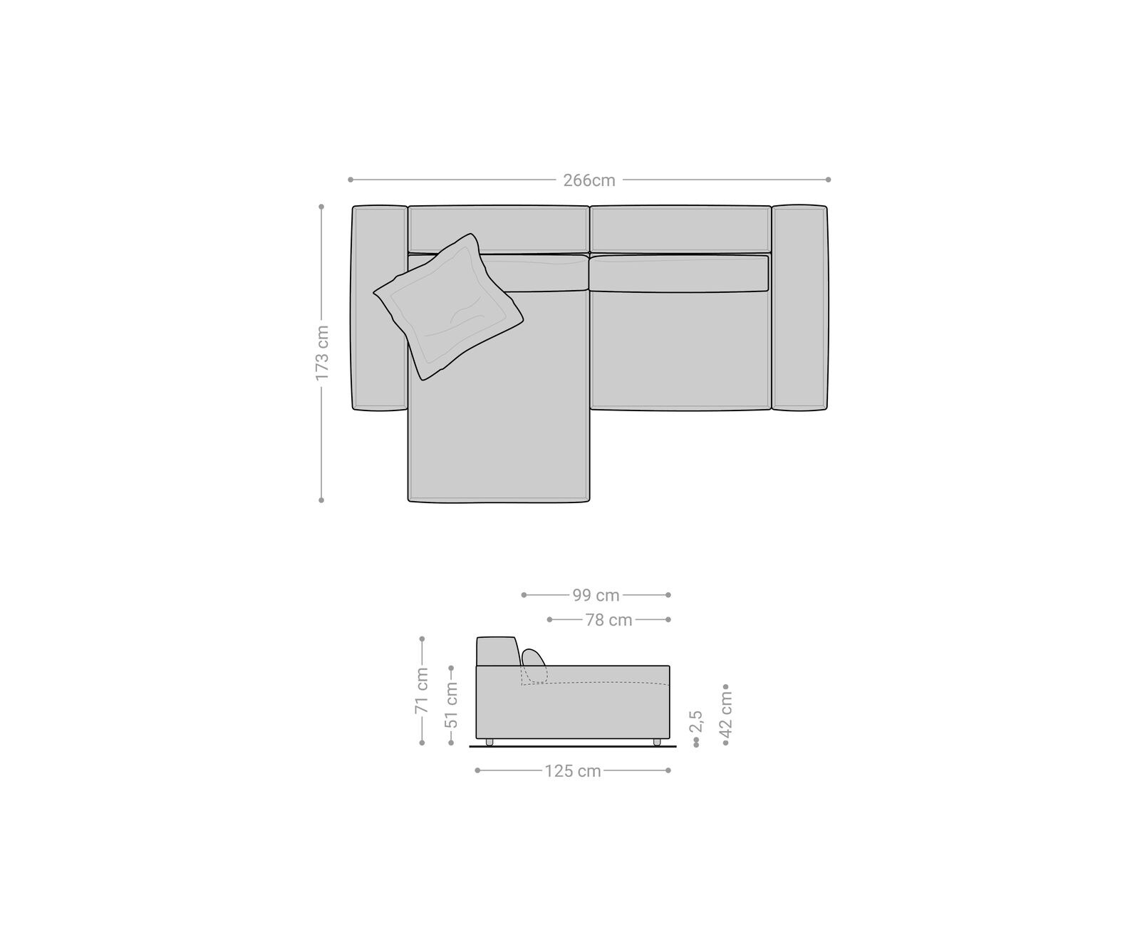 Hoekbank Sirpio XL 270x170 cm koord beige recamiere variabele 6