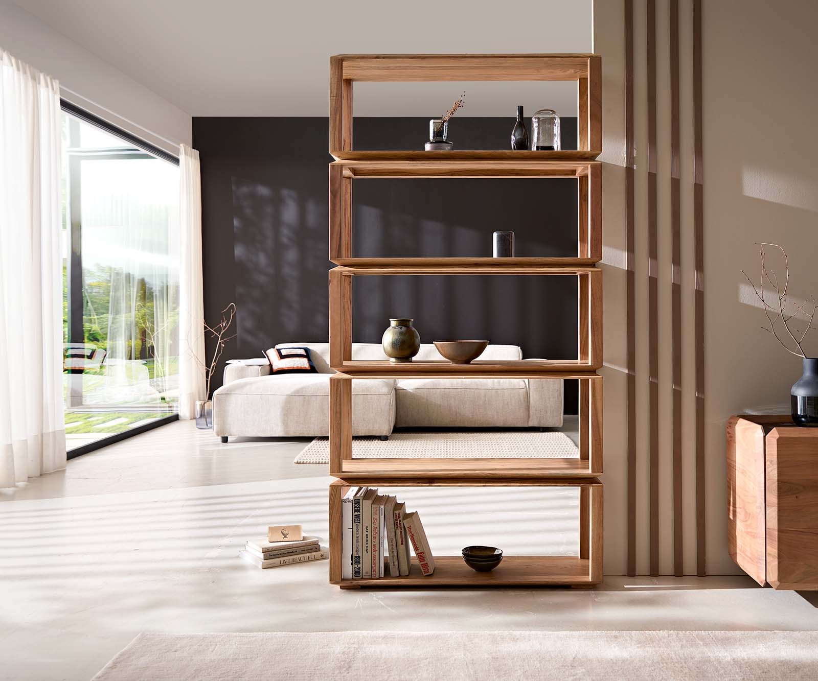 Staande-kast Sakura 100x200 cm Acacia Natuur 5 vakken 3 Staande-kast Sakura 100x200 cm Acacia Natuur 5 vakken 3