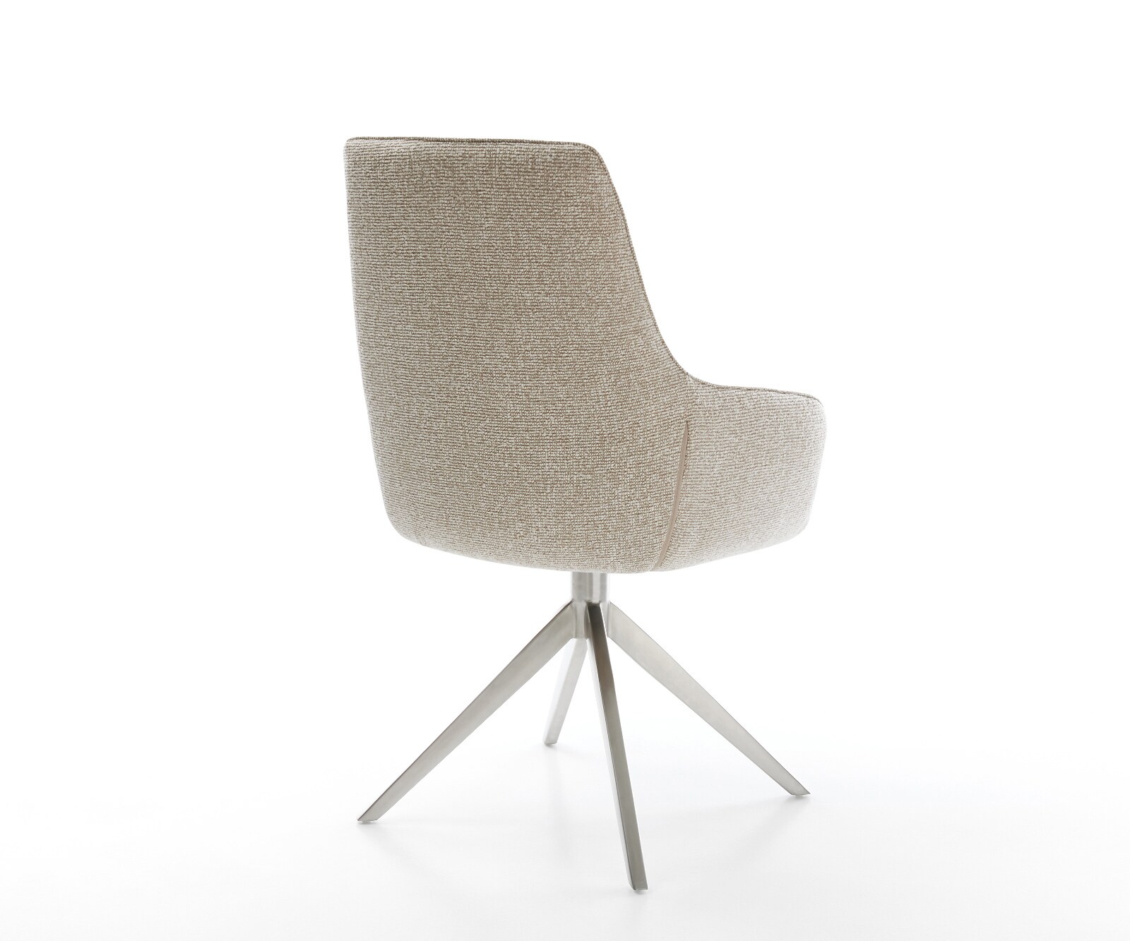 Draaistoel Zelia-Flex met armleuning geweven stof beige kruisframe breed roestvrij staal 360° draaibaar rocker-functie pocketveer kern 5