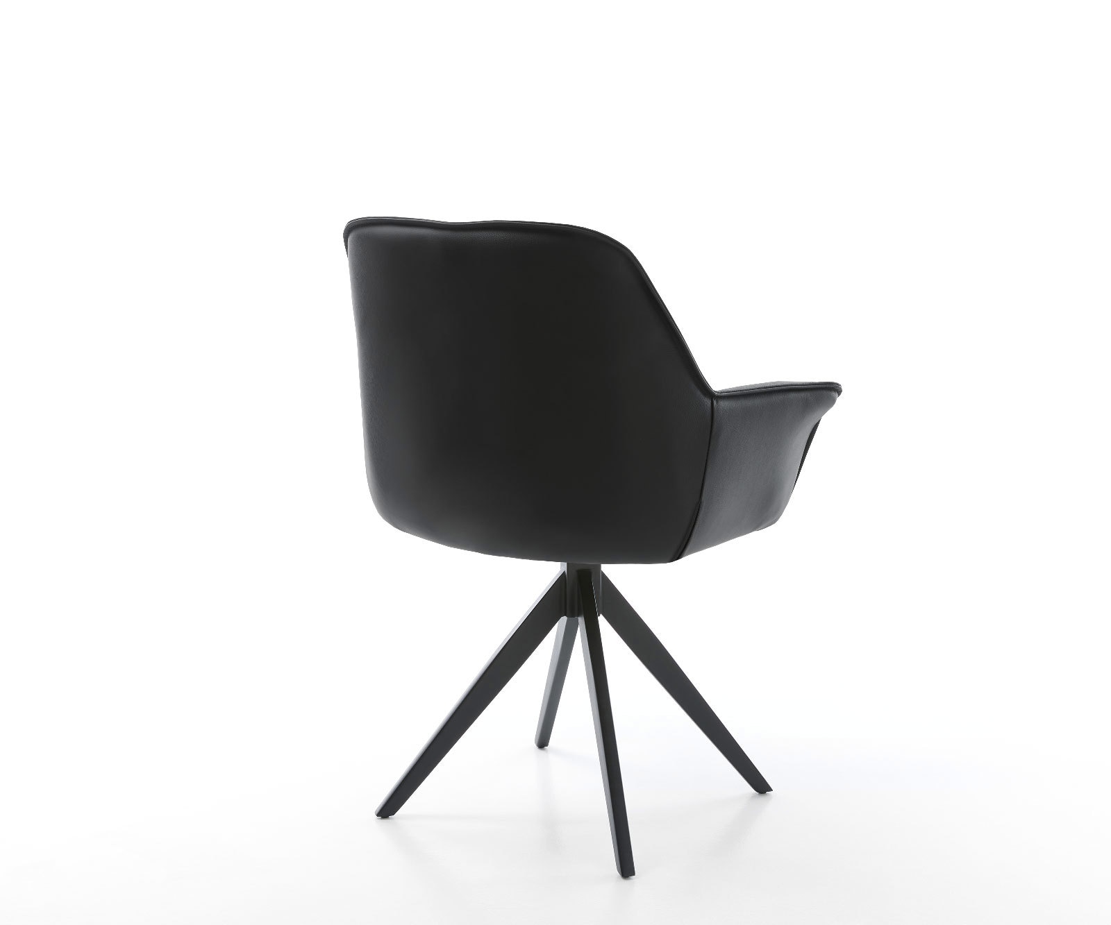 Eetkamerstoel Keila-Flex met armleuning echt leer zwart kruisframe hoekig zwart 5