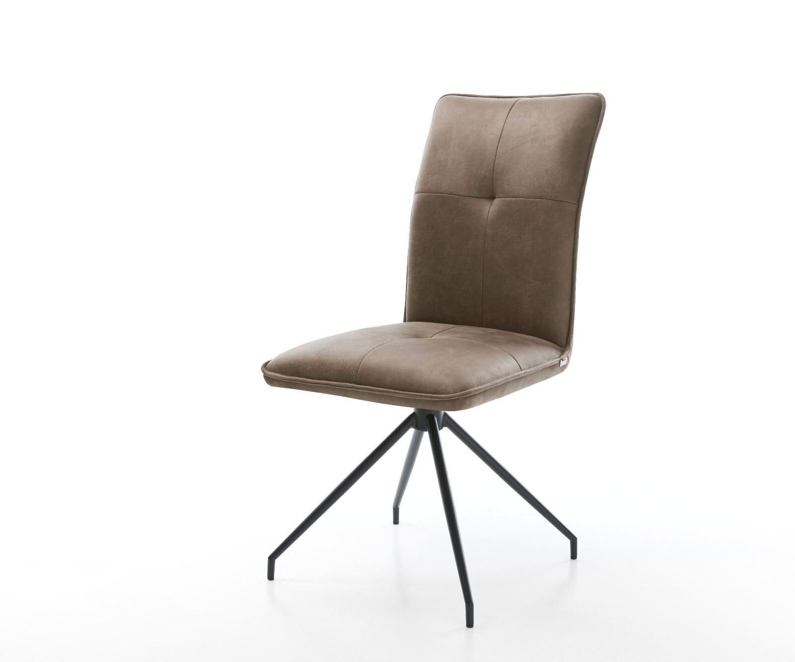 Eetkamerstoel Maddy-Flex microvelours taupe vintage kruisframe conisch zwart