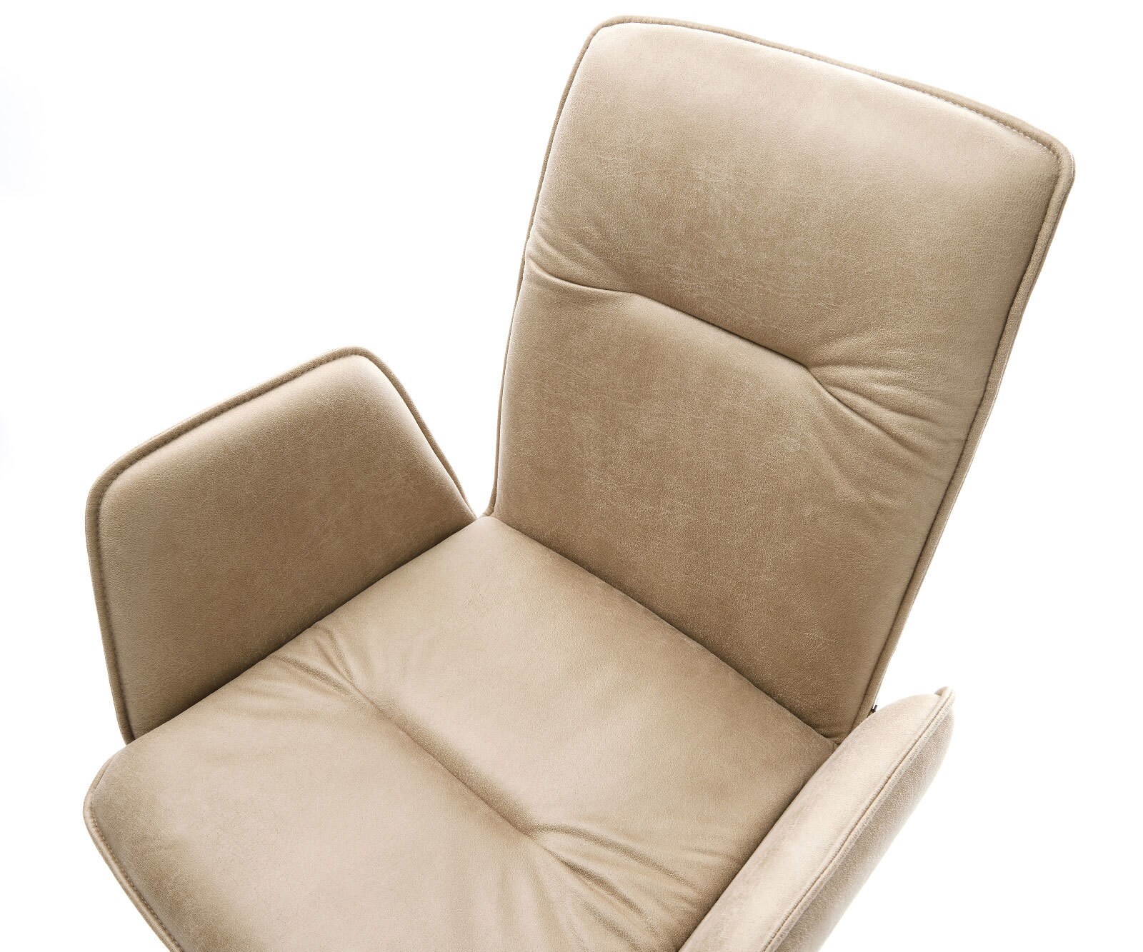 Draaistoel Vinja-Flex microvelours beige vintage kruisframe breed roestvrij staal 360° draaibaar rocker-functie 3