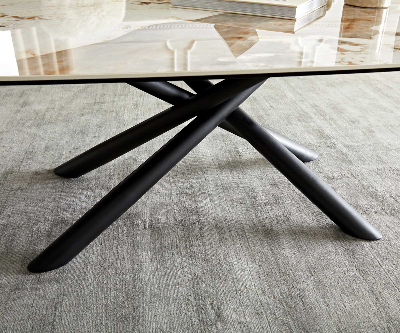 Salontafel Sarita 120x70 cm keramiek Minas Melange wit-beige onderstel metaal zwart 6 Salontafel Sarita 120x70 cm keramiek Minas Melange wit-beige onderstel metaal zwart 6