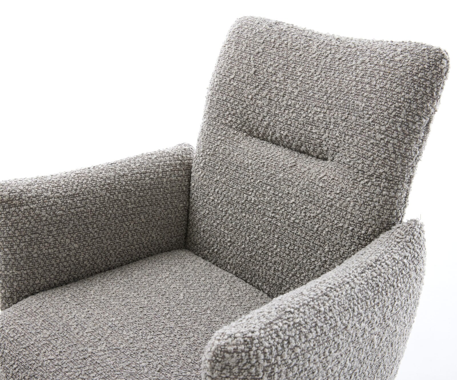 Eetkamerstoel Jova-Flex met armleuning bouclé zilver grijs 4-poot conisch zwart pocketveer kern 4