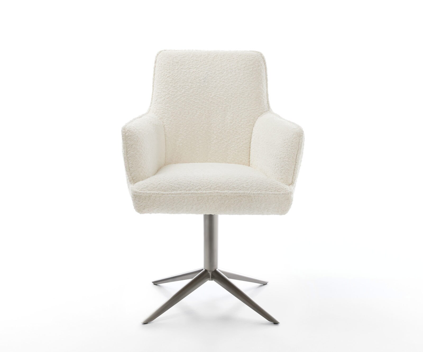 Draaistoel Heira-Flex met armleuning bouclé wit kruispoot grafiet 360° draaibaar rocker-functie pocketveer kern 1