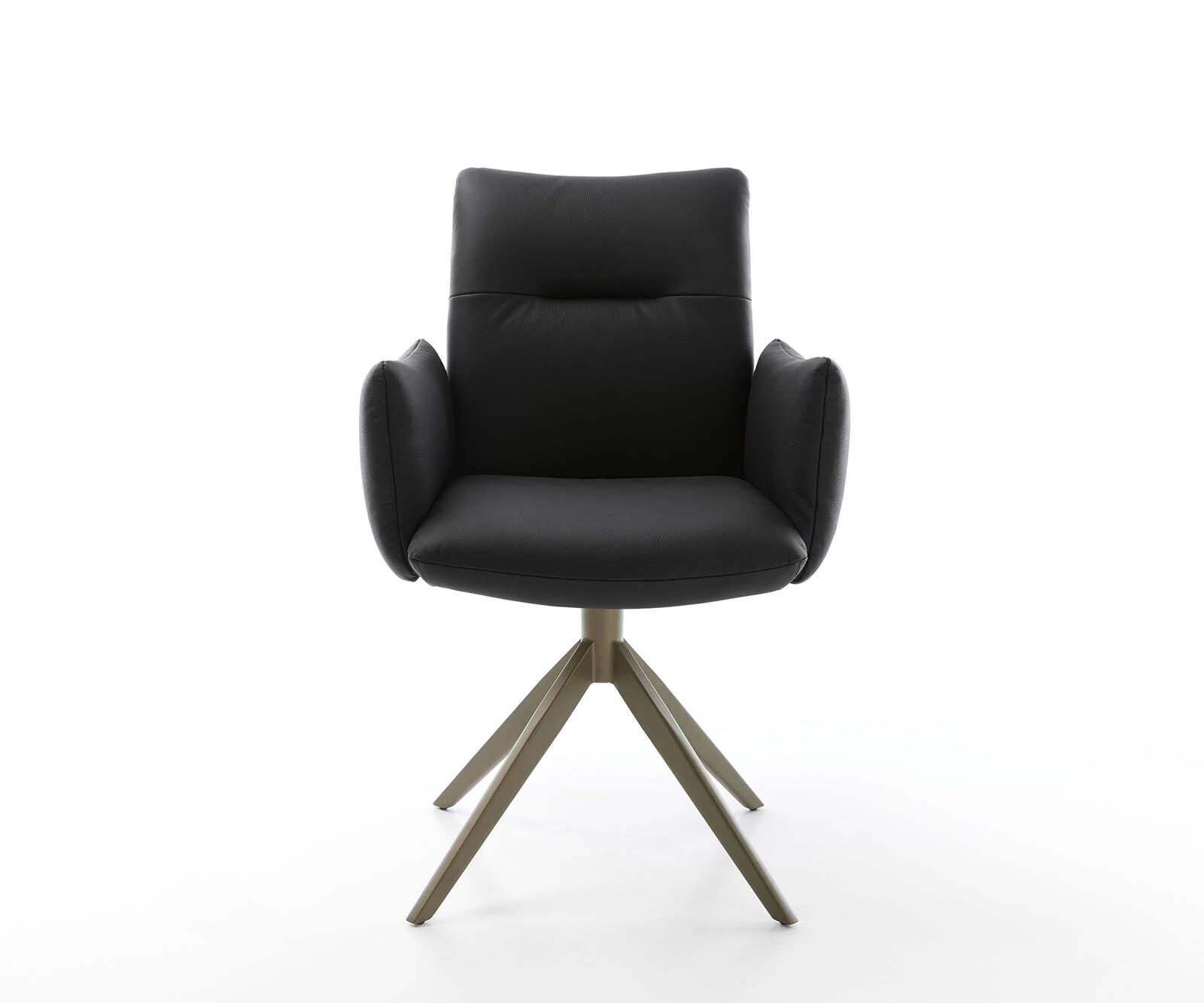 Draaistoel Jova-Flex met armleuning echt leer zwart kruisframe breed afwerking met titanium 360° draaibaar pocketveer kern 1 Draaistoel Jova-Flex met armleuning echt leer zwart kruisframe breed afwerking met titanium 360° draaibaar pocketveer kern 1