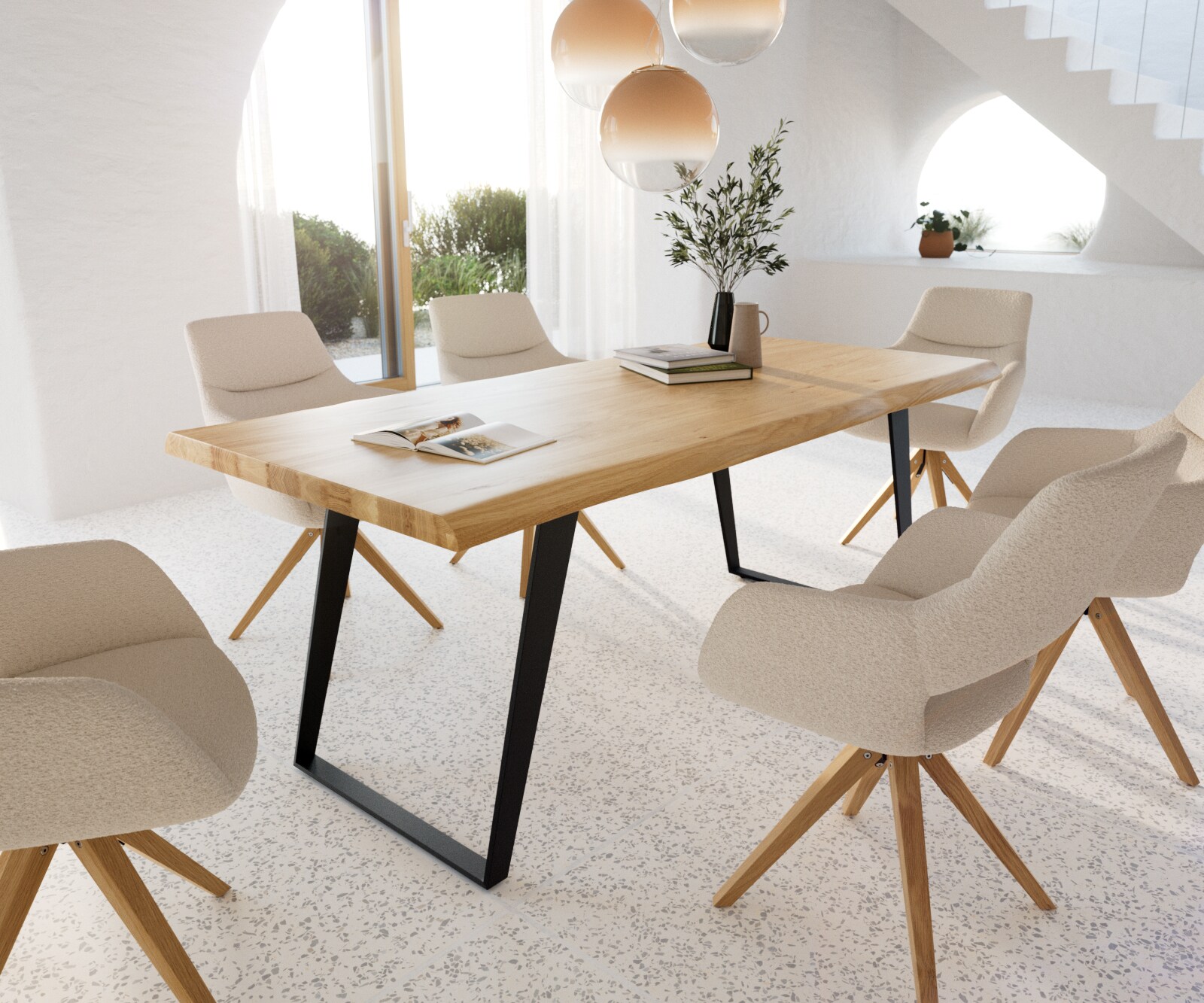 Eettafel Edge 200x100 eiken natuur metaal schuin zwart  Live-Edge 6 Eettafel Edge 200x100 eiken natuur metaal schuin zwart  Live-Edge 6